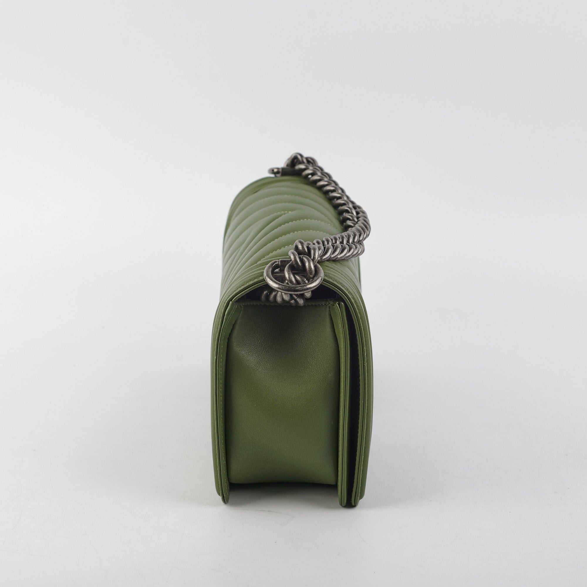 Chanel Old Medium Boy Bag in Lambskin Leather - Olive Green | Luxury Designer Handbag for Women, Perfect for Evening Events & Special Occasions