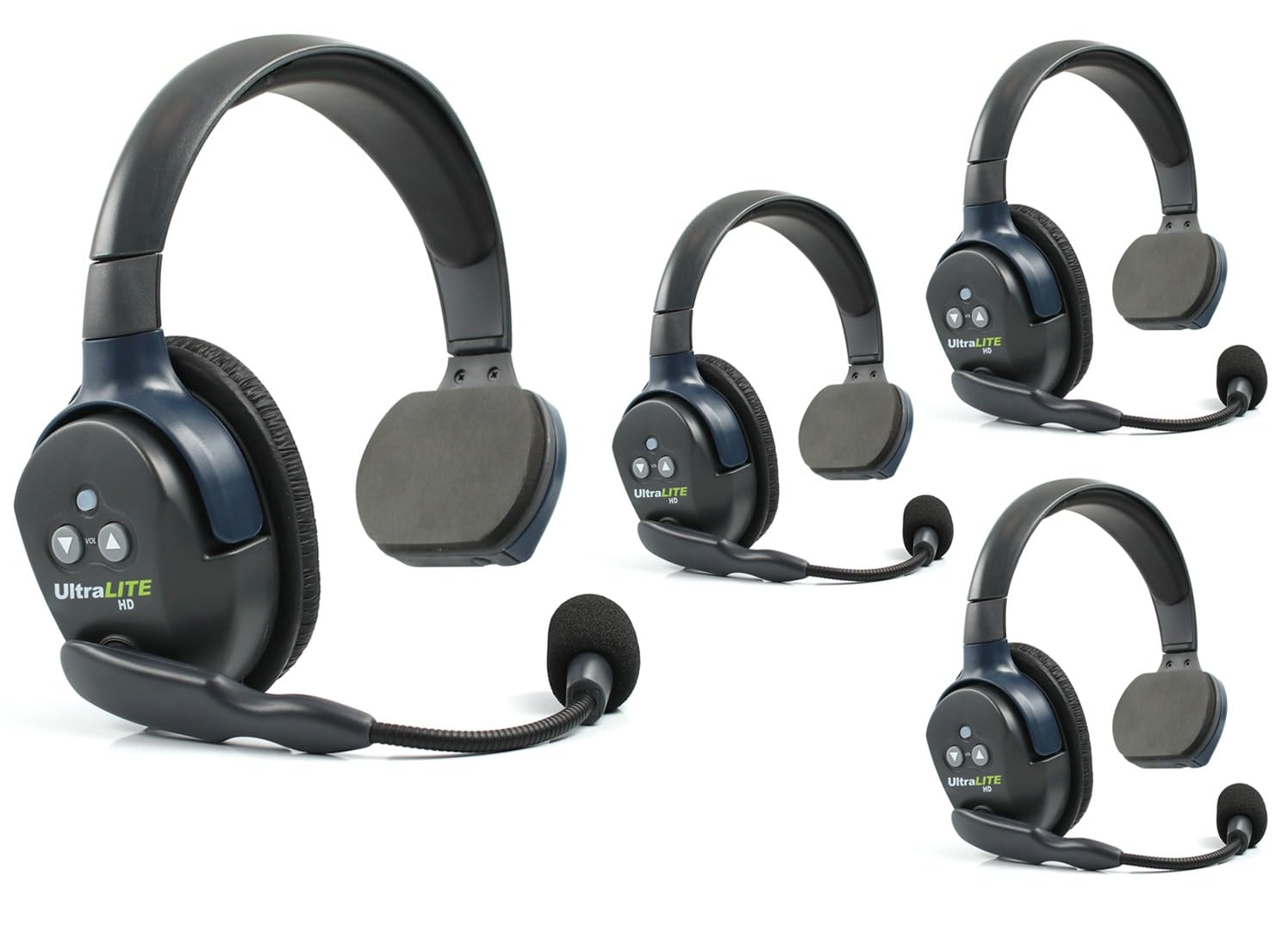 Eartec UL4S Ultralite Full Duplex Wireless Headset System for 4 Users - 4 Single Ear Headsets with Extra Batteries & Cleaning Wipes - Perfect for Construction, Event Staff, Security Teams & Outdoor Activities