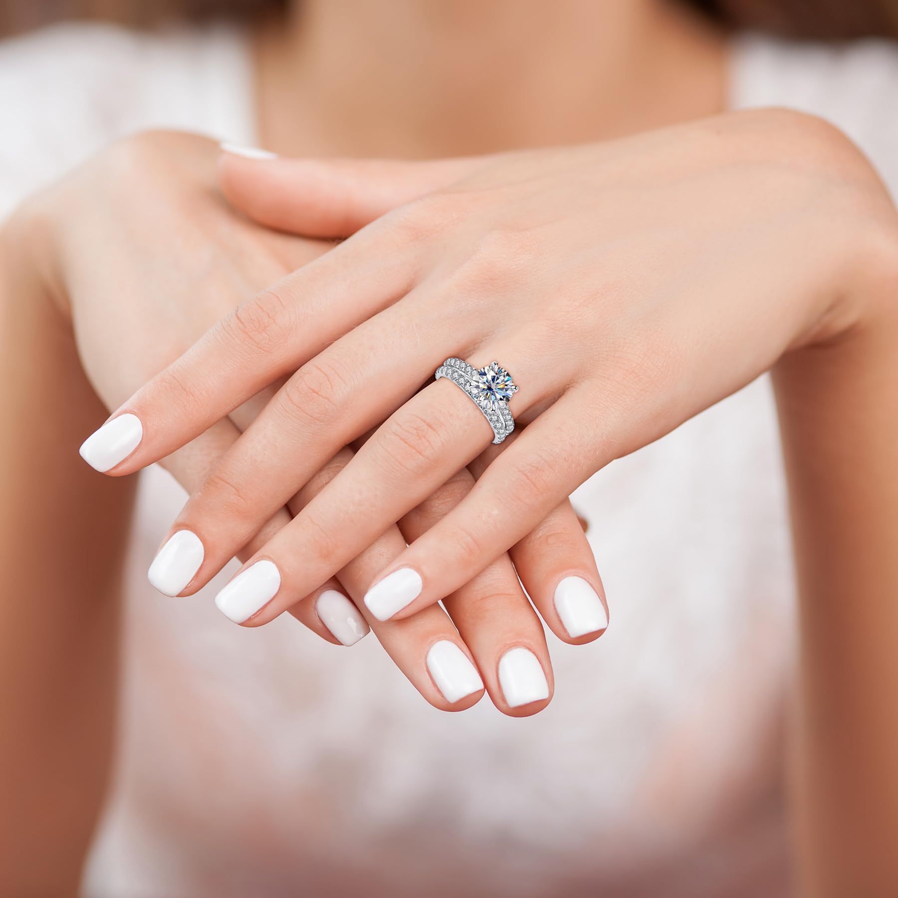 Moissanite Wedding Ring Set for Women - 925 Sterling Silver Engagement & Bridal Rings - Perfect for Proposals, Anniversaries, and Special Occasions