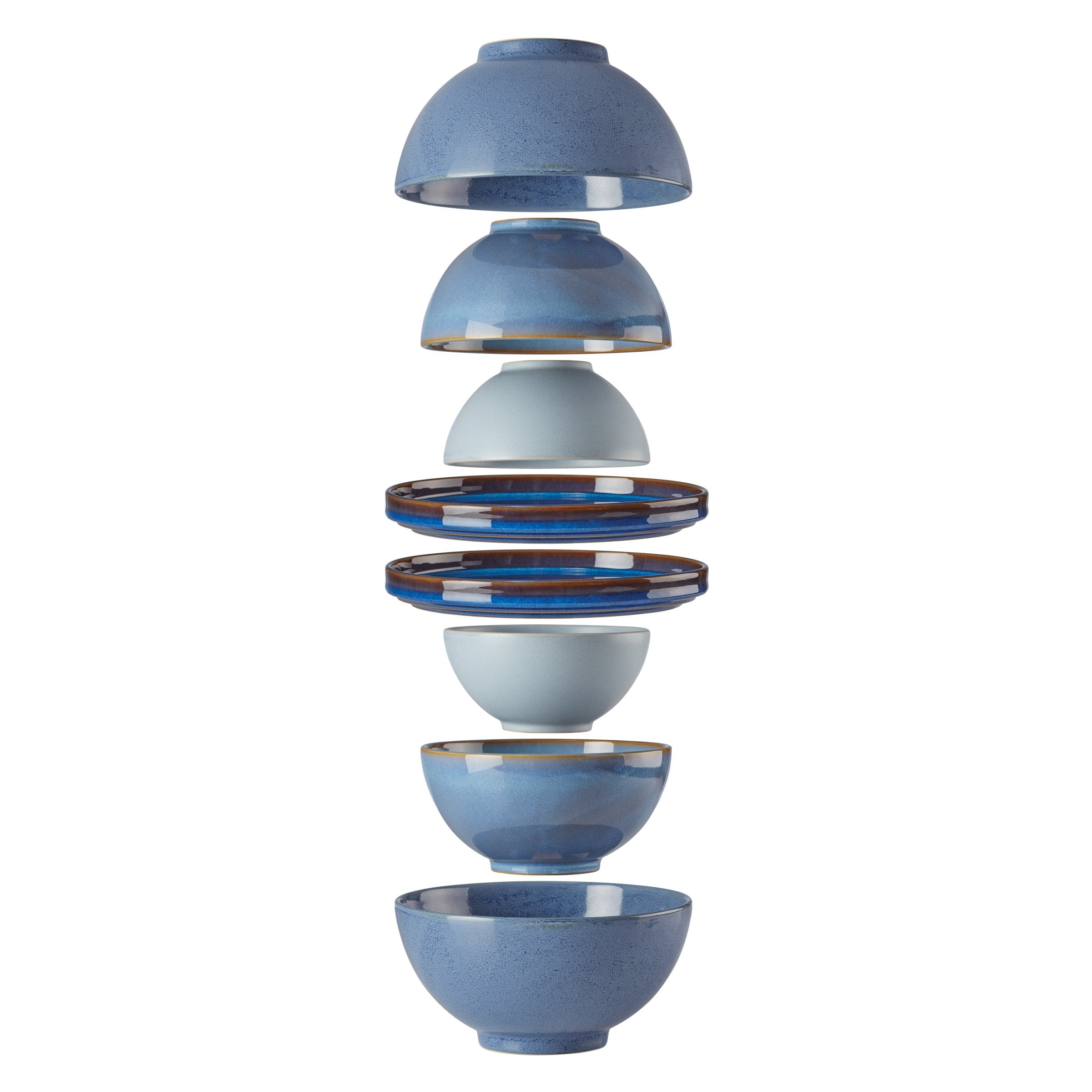 Luna Blue 8-Piece Dinnerware Set - Porcelain Plates & Bowls for Everyday Use - Perfect for Family Dining, Dinner Parties & Home Decor