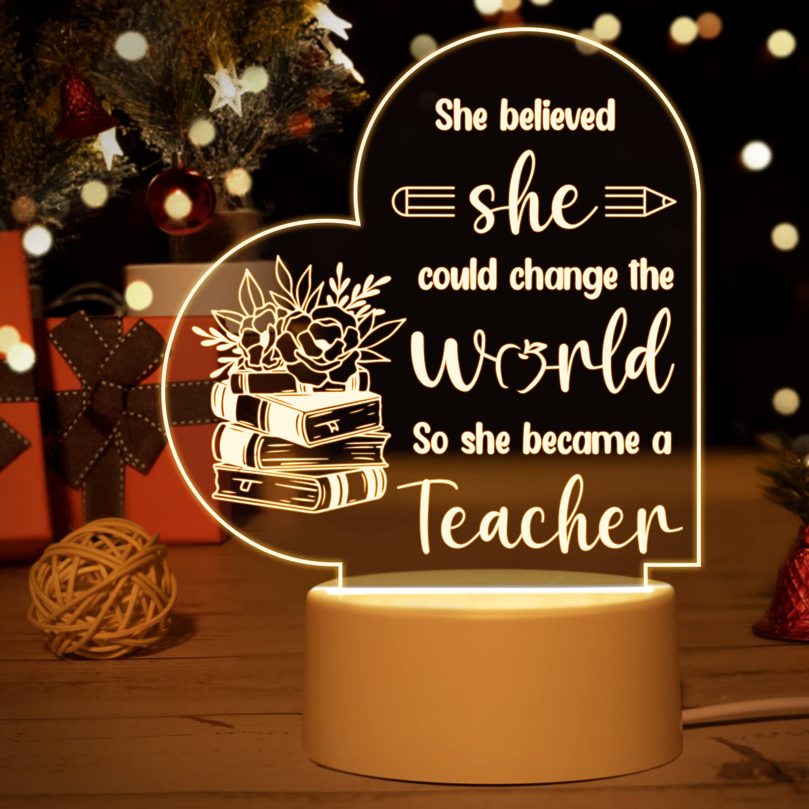 Best Teacher Appreciation Gifts for Women - Thoughtful Graduation, Birthday & Retirement Gifts - Night Light for Teachers - Perfect for Teacher's Day, Year End & Thank You Presents - Ideal for Classroom, Office & Home Decor
