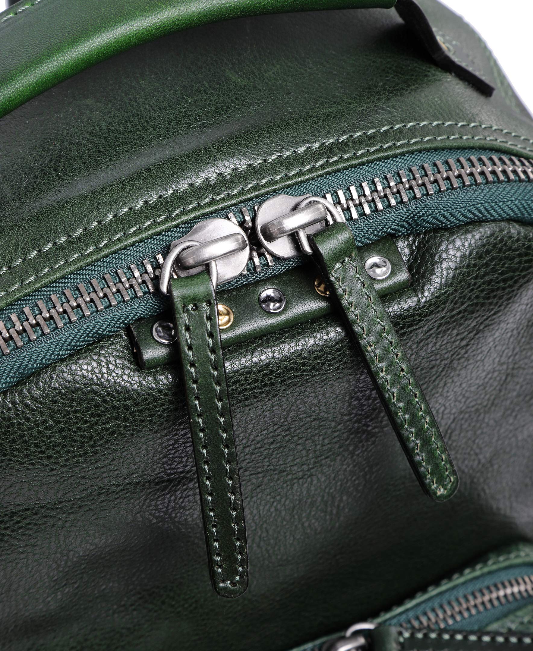 Genuine Leather Soul Stud Backpack for Women & Men - Stylish Kale Color School Bag, Travel Backpack, Laptop Bag | Durable & Fashionable for College, Work, Commute