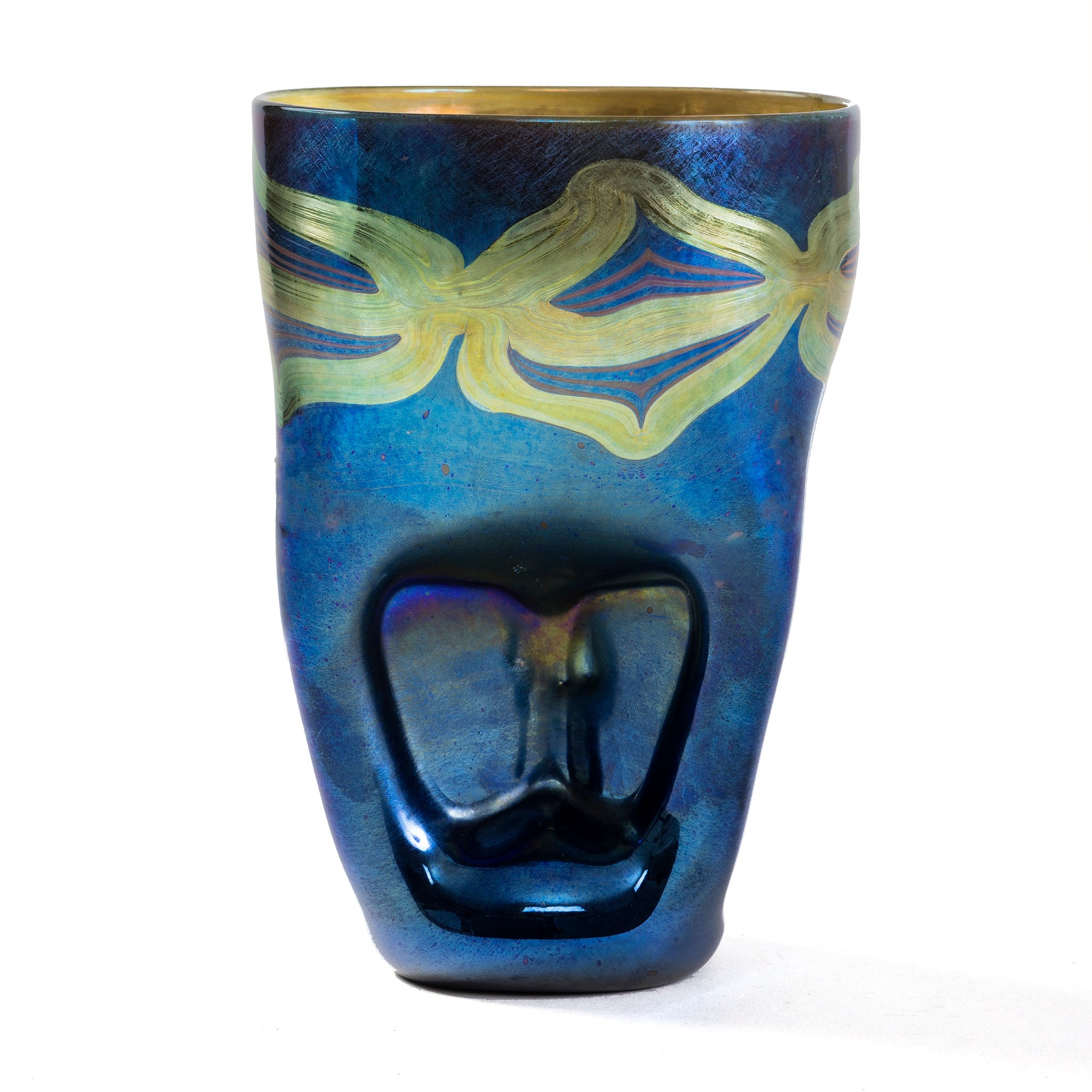 Tiffany Studios New York Favrile Pinched Glass Vase - Handcrafted Art Nouveau Decor for Home & Office - Perfect for Floral Arrangements & Luxury Gift Giving