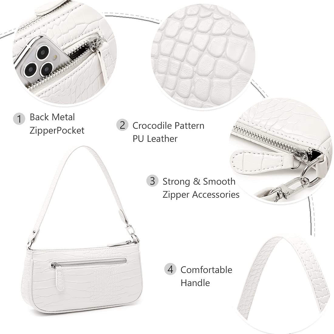 JEEHAN Quilted Crossbody Bag for Women - Stylish Designer Shoulder Handbag Small Purse with Adjustable Strap | Perfect for Everyday Use, Travel, Shopping & Date Night