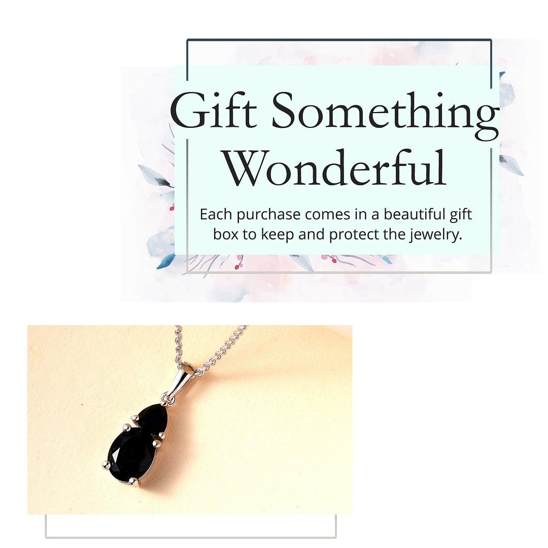 Shop LC Platinum Plated 925 Sterling Silver Black Spinel Necklace for Women - 20 Inch Elegant Promise Pendant, Perfect Birthday Gift for Her | Ideal for Parties, Weddings & Special Occasions
