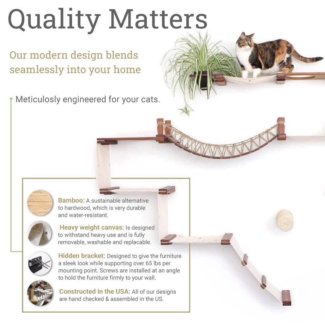 Handcrafted Wall-Mounted Cat Tree Shelf - Durable & Space-Saving Cat Furniture for Climbing, Perching & Play | Perfect for Small Apartments & Multi-Cat Homes