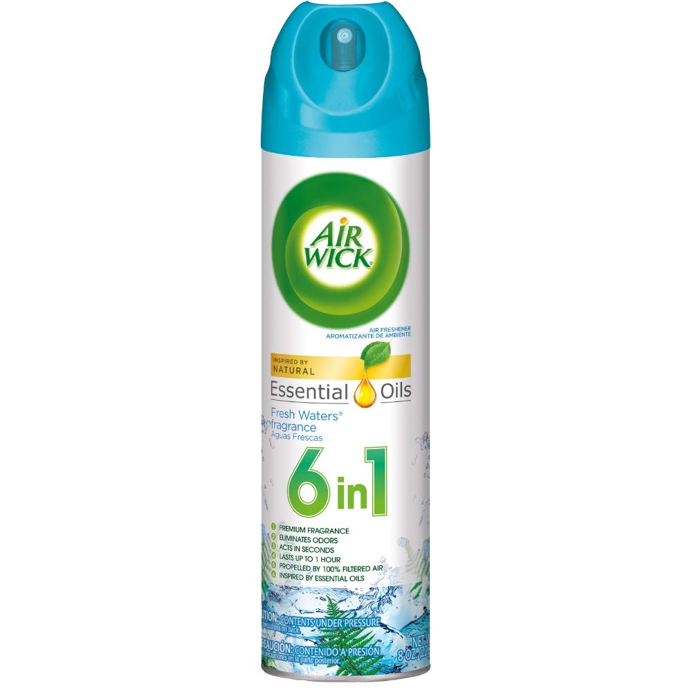 Air Wick Aerosol Spray Air Freshener - Fresh Waters Scent, 8 oz (Pack of 8) | Eliminate Odors in Home, Office, Bathroom & Car