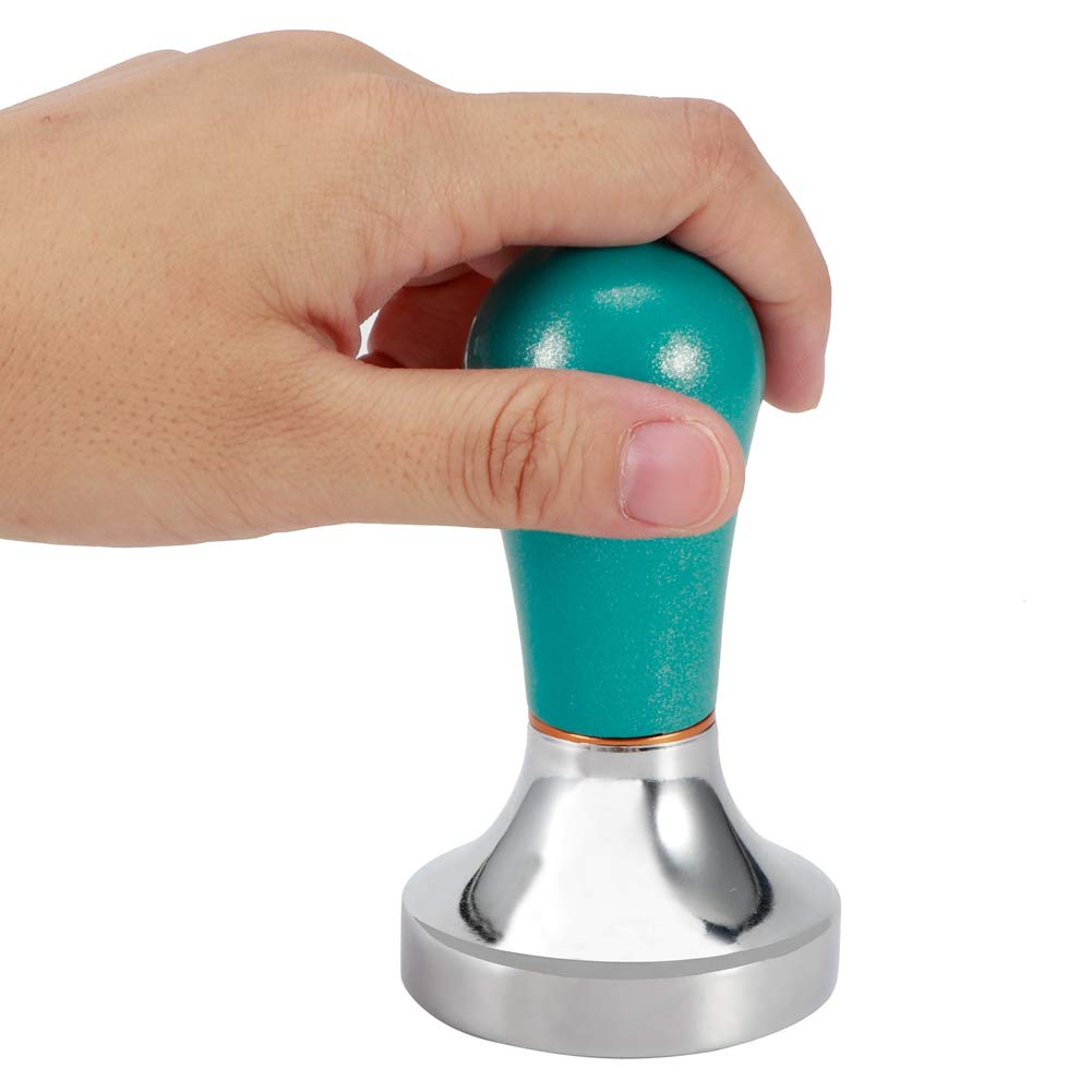 WMLZEN 57mm Coffee Tamper - Premium Espresso Tamper with Flat Base & Removable Coffee Leveler - Perfect for Bottomless Portafilter & Coffee Machine Accessories (Green) - Ideal for Home Baristas & Coffee Shops