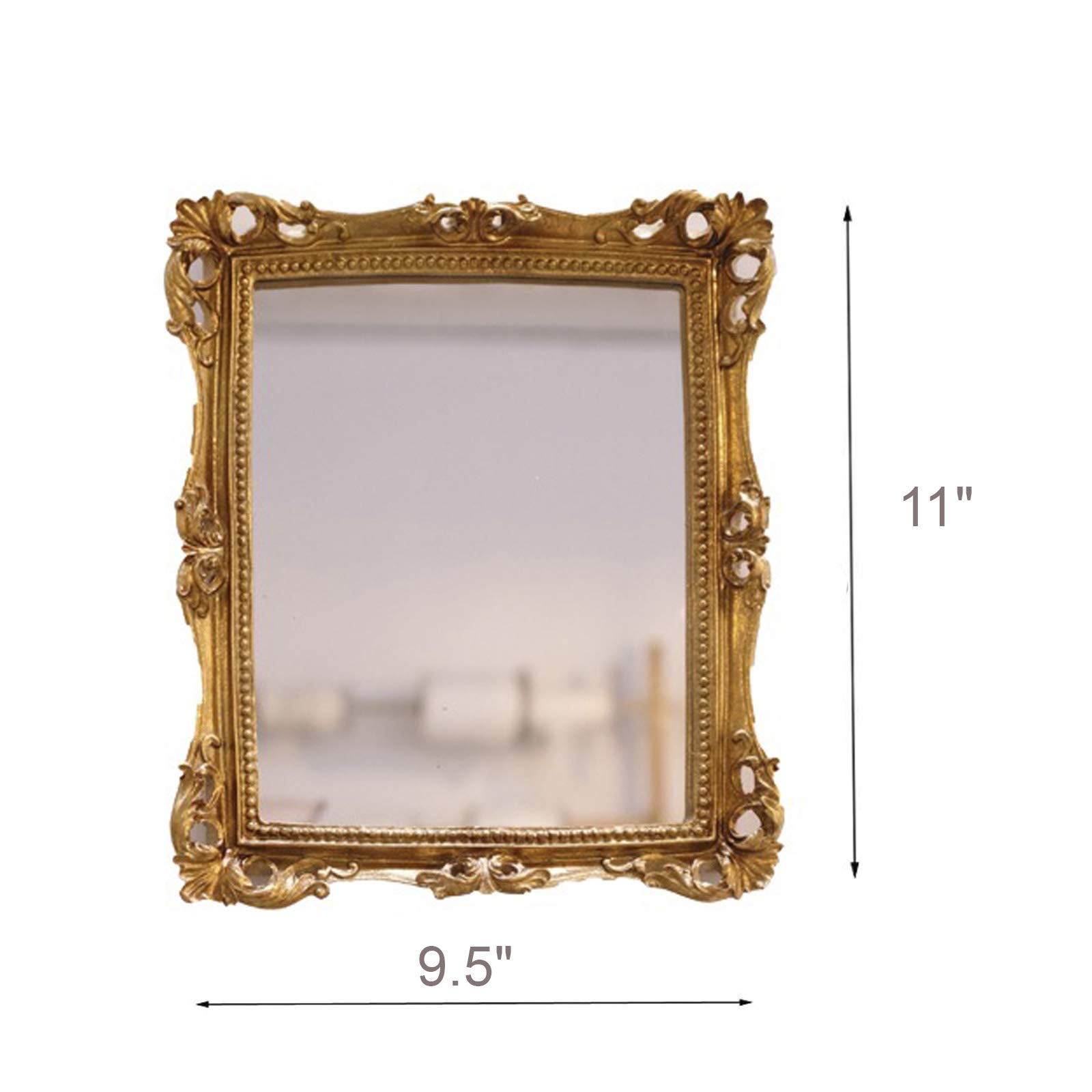 Luxury Ornate Gold Baroque Frame Mirror - Elegant Small Rectangle Square Wall Mirror for Vanity, Makeup & Decor | Perfect for Bedroom, Bathroom & Dressing Room