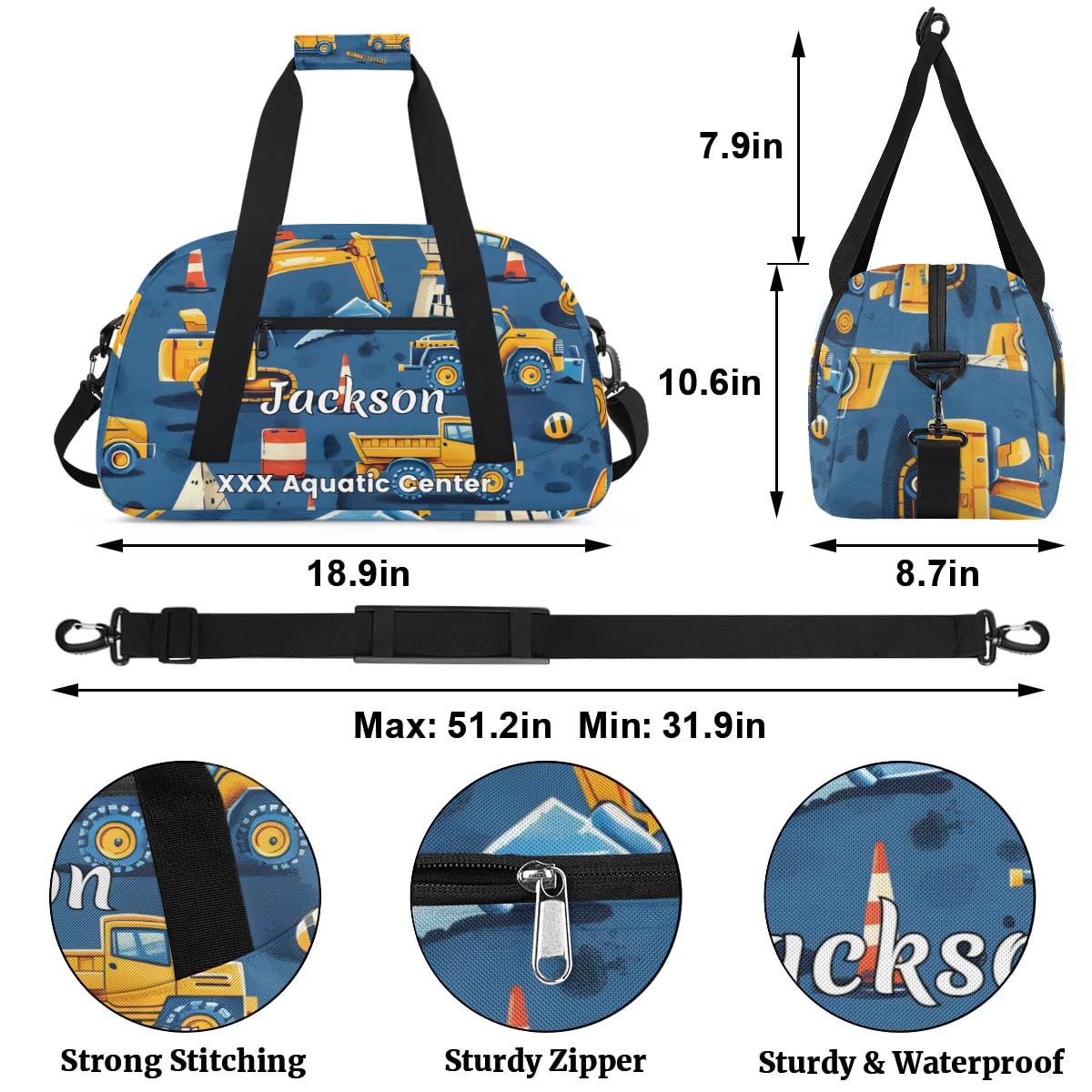 Custom Personalized Kids Gym Duffel Bags for Boys - Monogrammed Sports Training & Travel Weekender Bag with Name (11 Styles) - Perfect for School, Sports Practice, Sleepovers & Weekend Trips