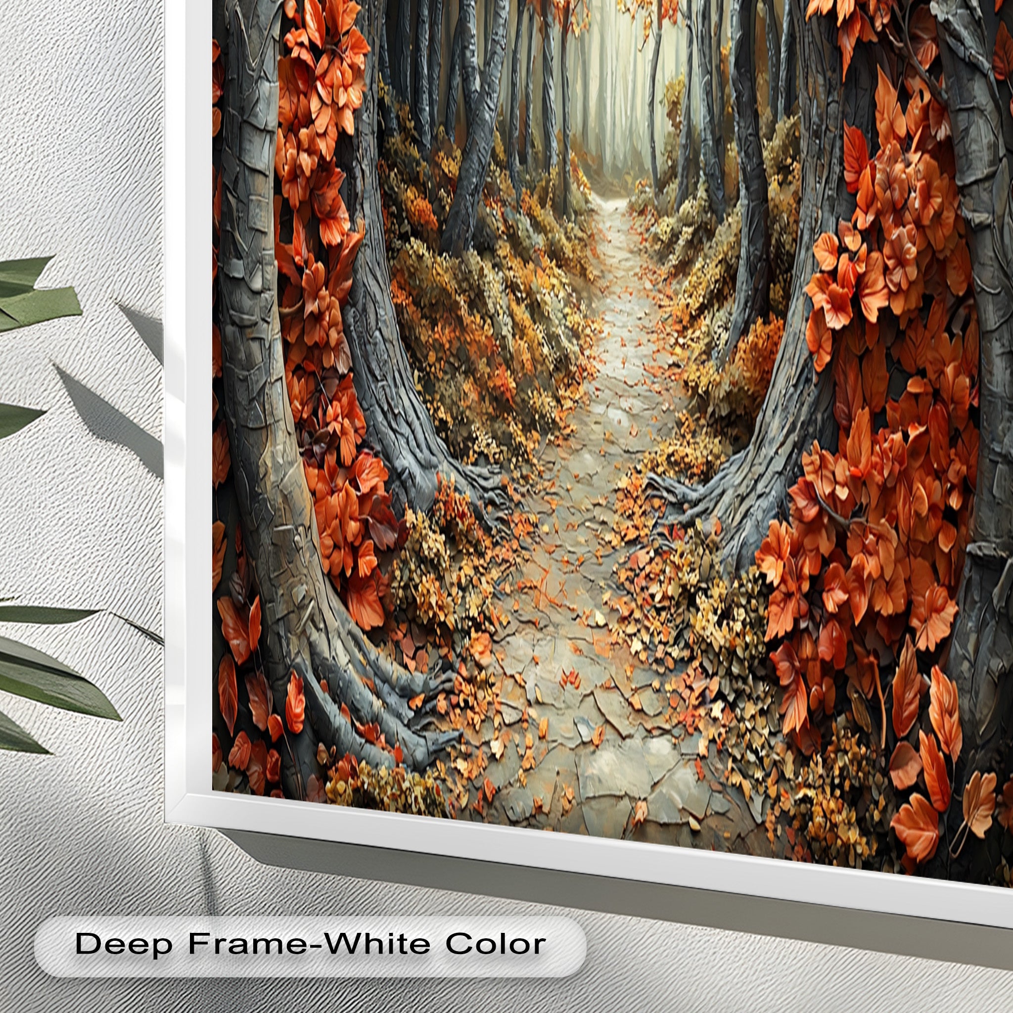 Autumn Path - Enchanted Forest Oil Painting Wall Art for Living Room, Bedroom Decor - Nature Landscape Canvas Print for Home & Office