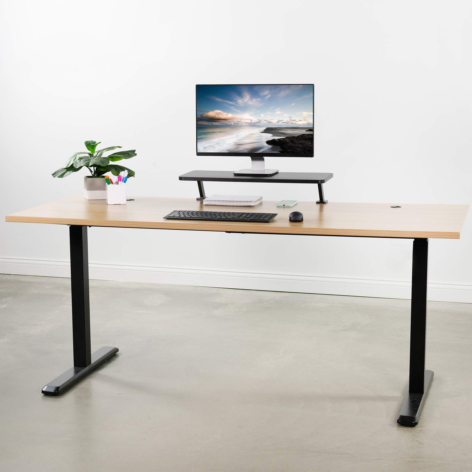VIVO Black 26 Inch Clamp-On Ergonomic Monitor Stand Riser - Adjustable Desk Shelf Organizer for Single Computer Screen or Laptop | Perfect for Home Office, Gaming Setup & Workspace Organization