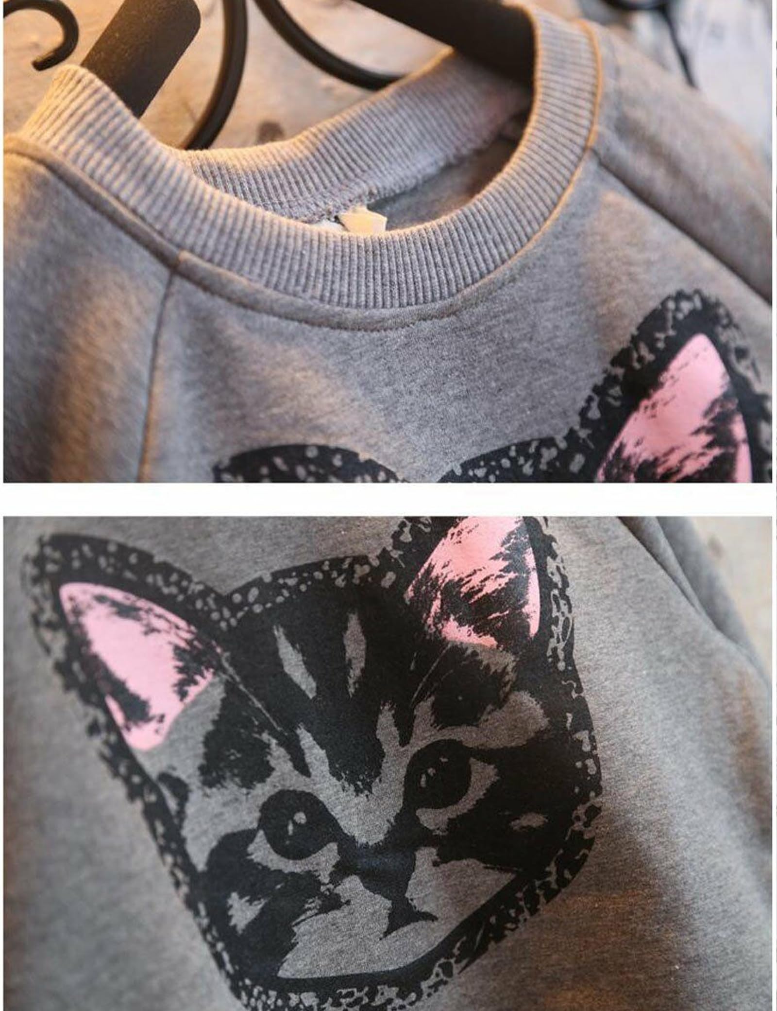 Puseky Cute Cat Sweatshirt & Pants Tracksuit Set for Toddler Girls - Soft Cotton Kids Outfit for Playdates, School & Casual Wear