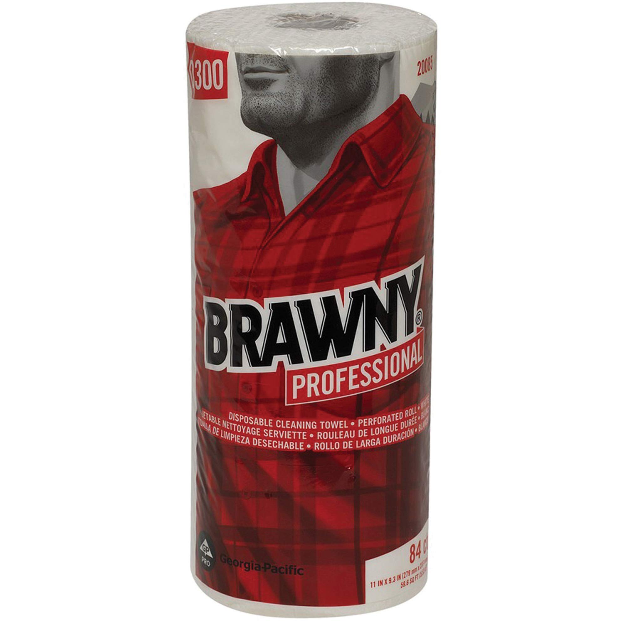 Brawny Professional Perforated Paper Towel Rolls - 20 Rolls per Case (84 Sheets Each) | Heavy-Duty Disposable Cleaning Towels for Kitchen, Restaurant & Commercial Use
