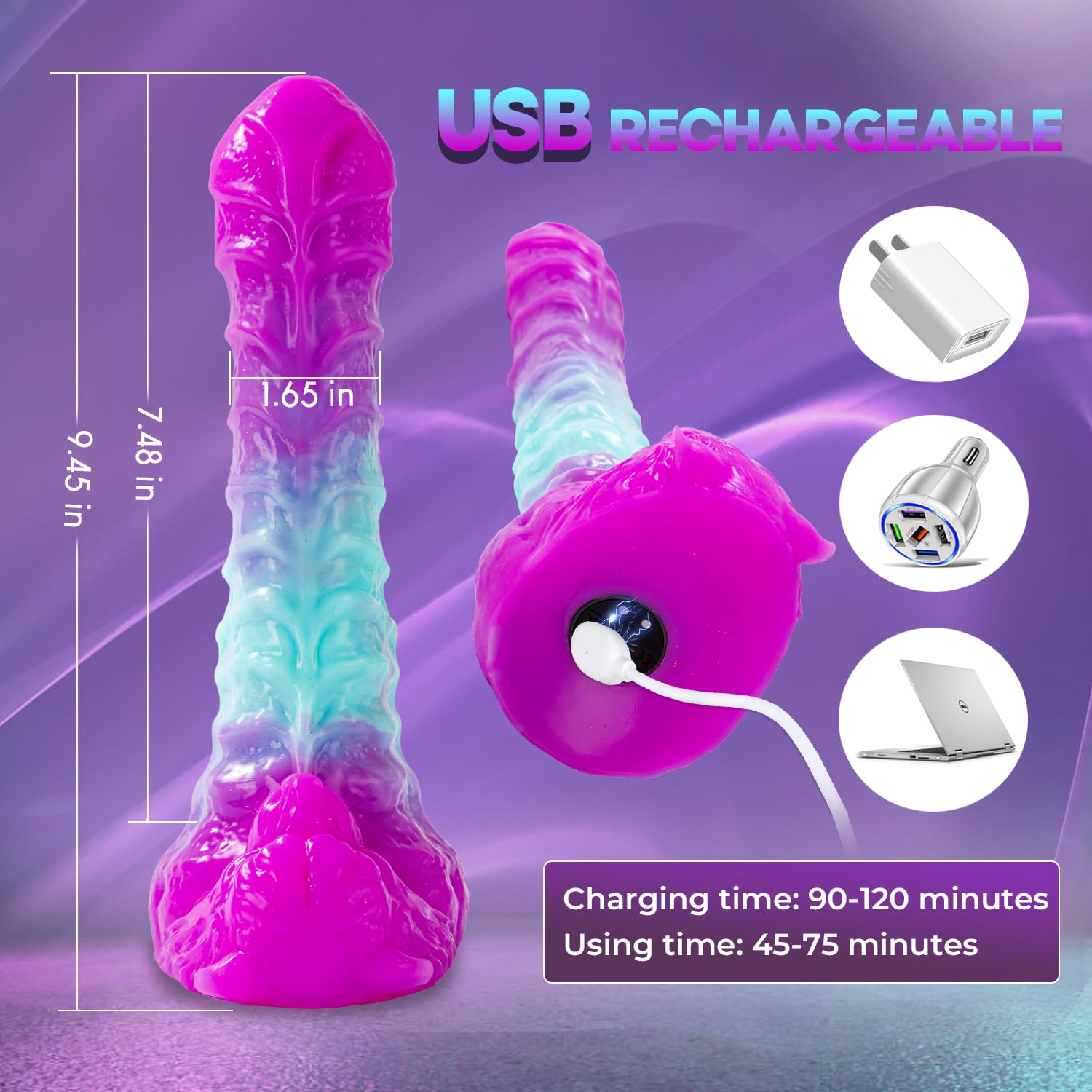 9.4 Inch Remote Control Silicone Dildo Vibrator - Powerful Thrusting & G Spot Stimulation for Women & Men, Fantasy Sex Toy for Couples & Solo Play - Perfect for Role Play & Spicing Up Your Bedroom