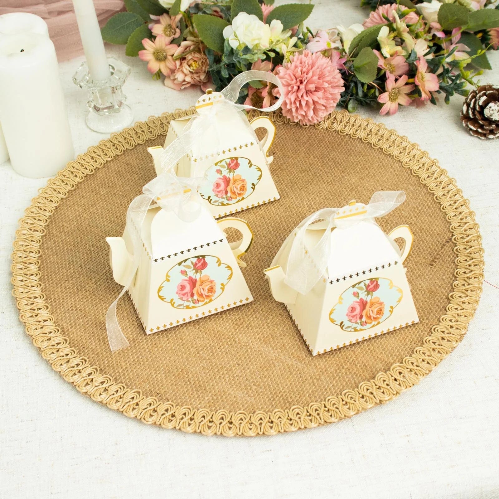 25 Mini Teapot Wedding Favors with Ribbon - Elegant Tea Party Favors for Bridal Shower, Baby Shower & Special Events