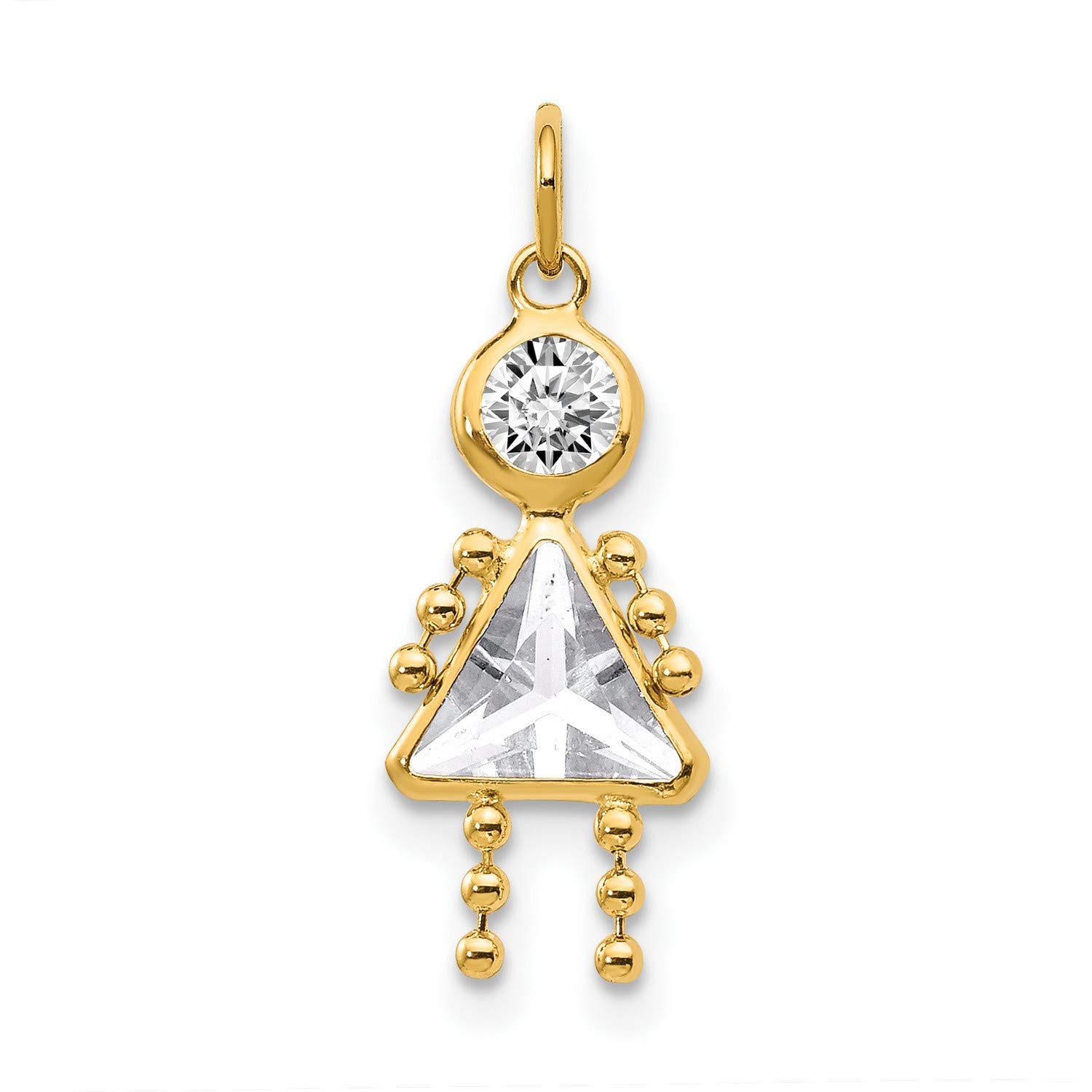 14K Yellow Gold April Birthstone Charm Pendant - 20mm x 10mm Daisy Flower Design for Necklace, Bracelet & Jewelry Making - Perfect Gift for April Born Girls, Women & Teens