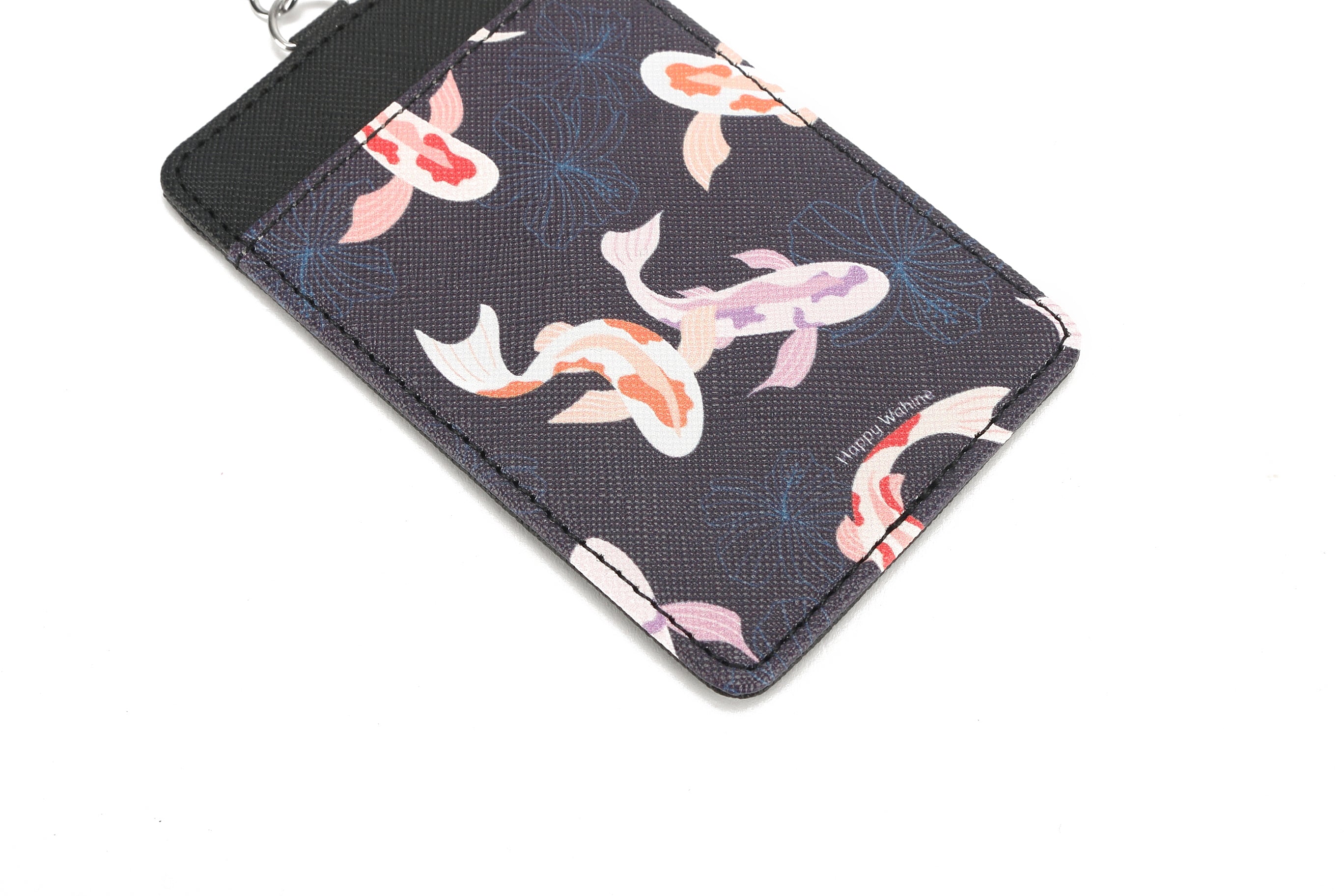April Koi Navy Genuine Leather Card Holder - Slim RFID Blocking Wallet for Credit Cards & IDs - Perfect for Travel, Business, and Everyday Use