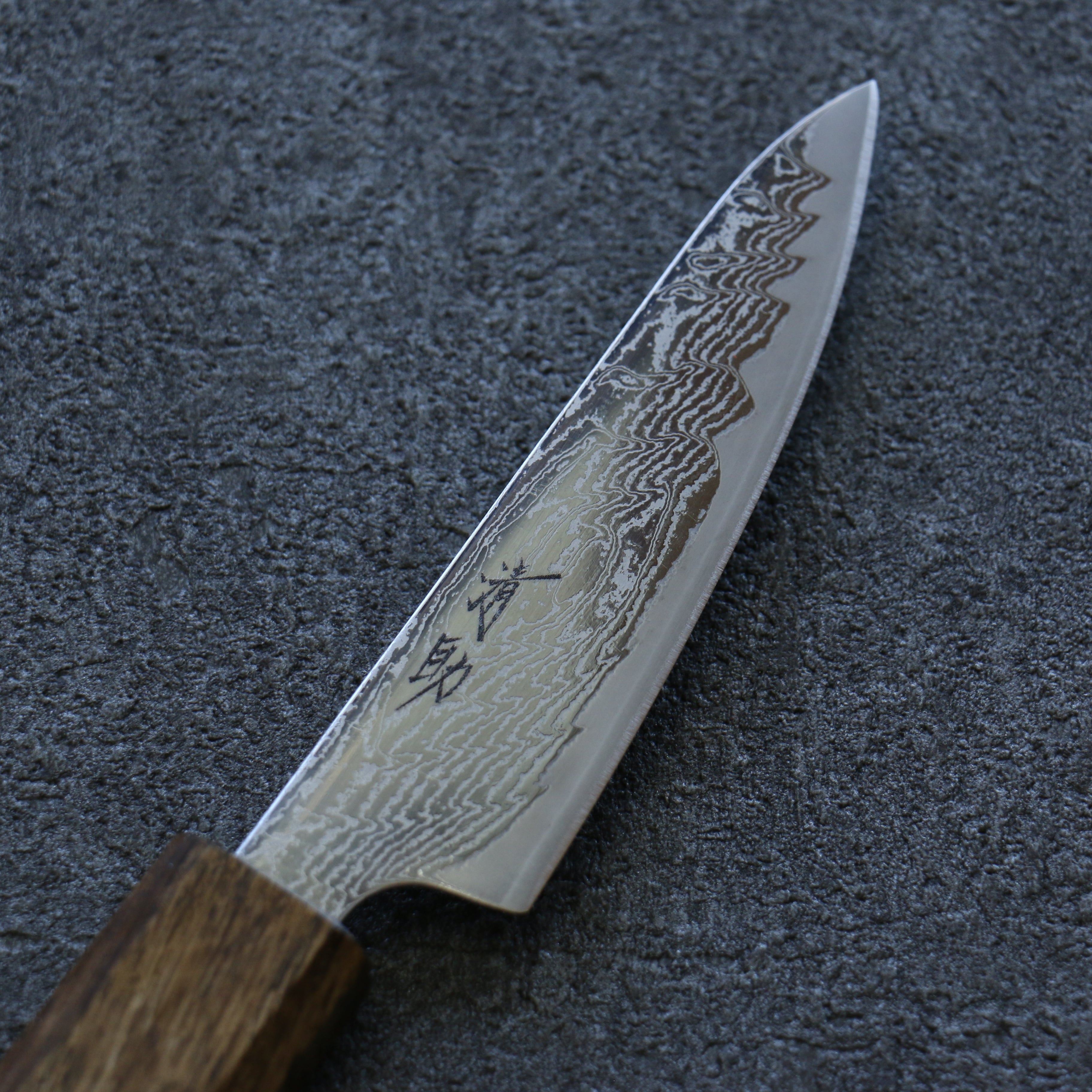 Premium Seisuke Nami AUS10 Damascus Petty Knife 80mm - Japanese Mirrored Finish Utility Knife with Oak Handle - Perfect for Slicing, Peeling & Precision Kitchen Tasks
