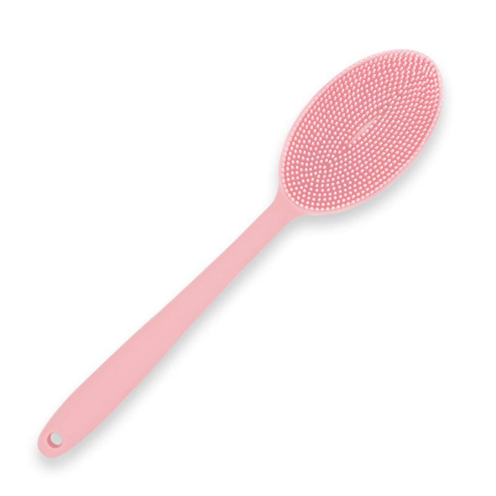 Exfoliating Silicone Loofah Scrubber - 2 in 1 Face & Body Wash Sponge for Shower & Bath | Gentle Skin Cleansing Brush | Pink Bath Accessories for Spa, Exfoliation & Daily Skincare Routine