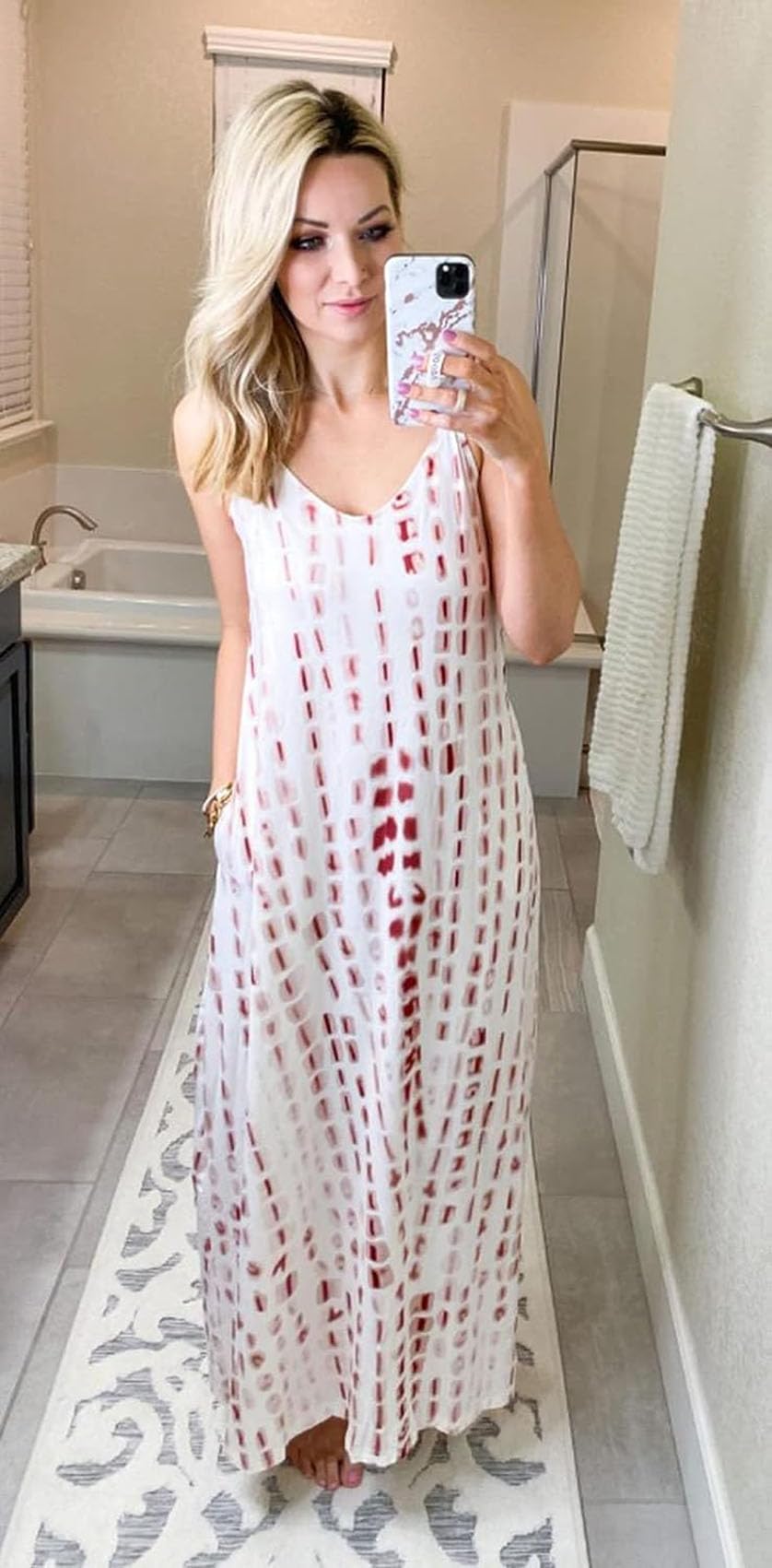 Supnier Women's Summer Maxi Dress - Casual V-Neck Sleeveless Bohemian Floral Long Dress with Pockets | Perfect for Beach Vacation, Music Festivals & Date Nights