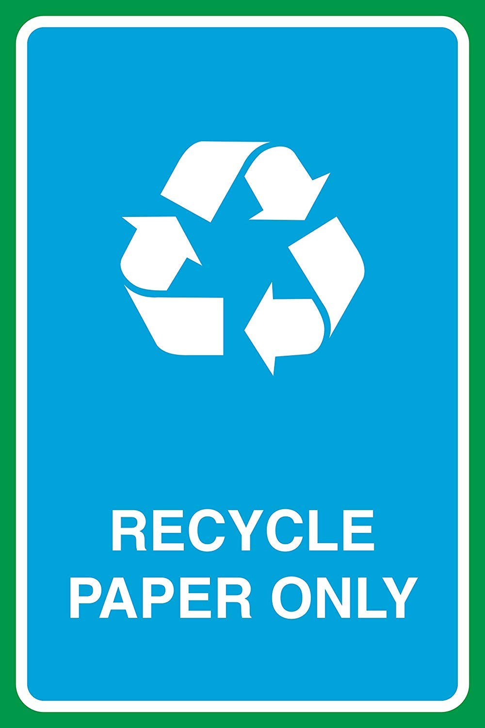 Eco-Friendly Recyclable Paper Trash Can Sign - 12x18 Inch Aluminum Metal Public Garbage Bin Label with Recycling Symbol for Indoor/Outdoor Use (2 Pack) - Perfect for Offices, Parks, Schools & Public Spaces