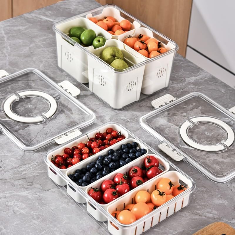 Divided Snack Box Container with Dishwasher-Safe Inner Trays - Perfect for Fruits, Veggies, Cheese & Party Platters | Ideal for Picnics, School Lunches & Office Snacks