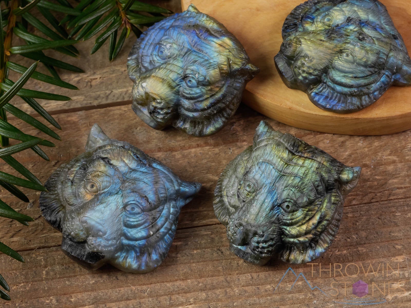 LABRADORITE Crystal Cabochon Tiger Head Carving - Natural Stone for Custom Jewelry Making (E1607) - Perfect for Pendants, Rings & Spiritual Healing Jewelry