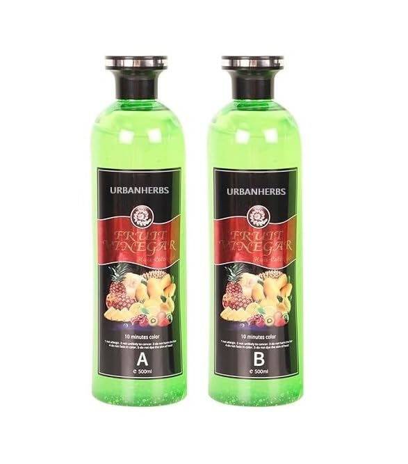 Natural Ammonia-Free Fruit Vinegar Hair Dye for Men & Women - 1000ml Black Hair Color | Safe, Gentle & Long-Lasting for Home Use & Salon Styling
