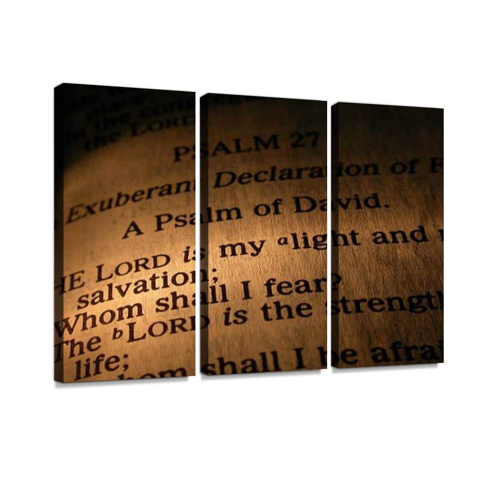The Lord is My Light Bible Verse Canvas Wall Art - 3 Panels Christian Scripture Paintings for Living Room & Bedroom Decor - Royalty Free Stock Photo Inspired Home Wall Decorations - Perfect for Prayer Rooms, Church Gifts & Spiritual Home Decor