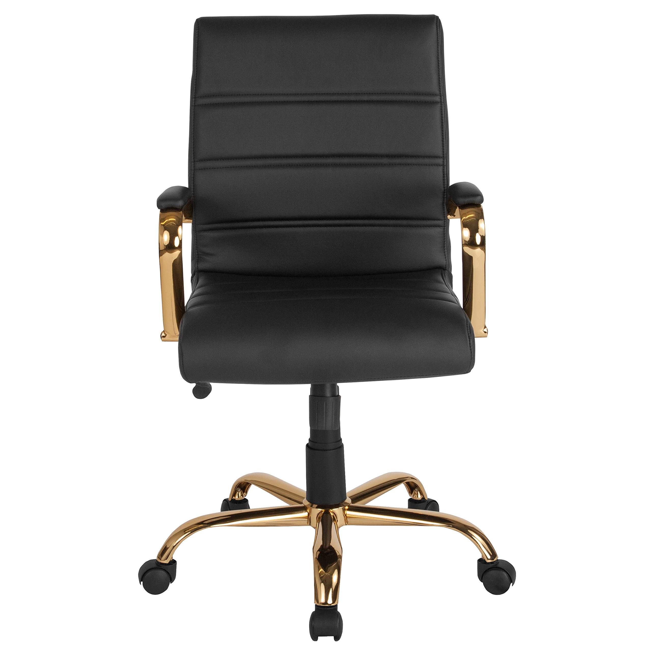 Whitney Mid-Back LeatherSoft Office Chair - Adjustable Height & Armrests for Home/Office