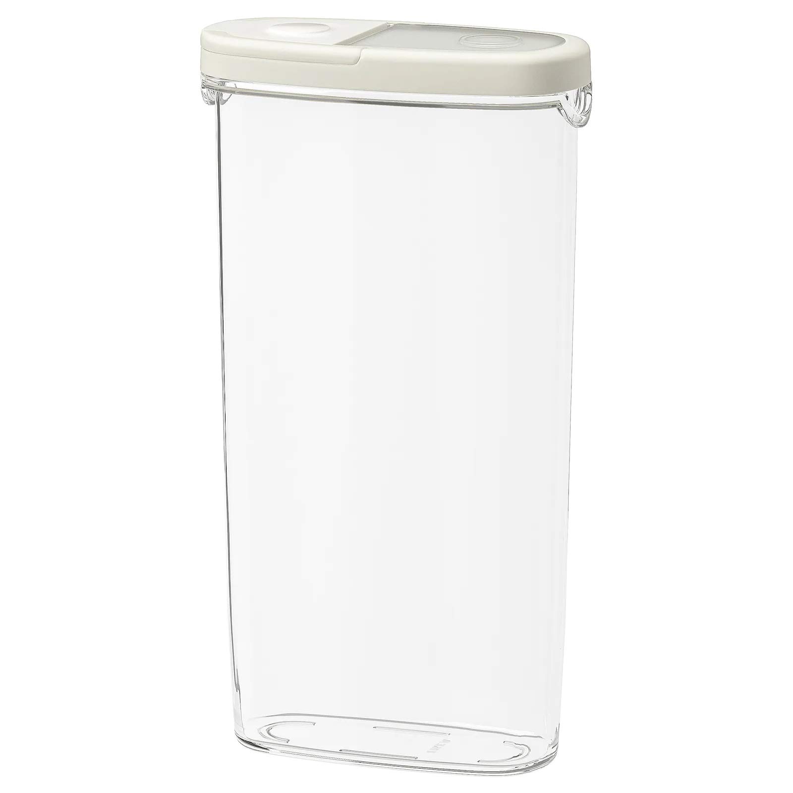 Airtight Dry Food Storage Container with Lid - 2.3L Transparent/White Kitchen Jar for Flour, Rice, Pasta & Cereal - Perfect for Pantry Organization & Bulk Food Storage (IKEA Style)