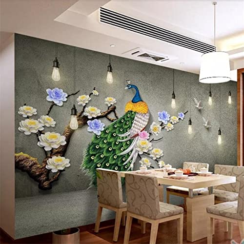 JLDWYKK 3D Green Peacock Wall Mural Sticker - Self-Adhesive Animal Wall Art for Living Room, Bedroom & TV Background - Home Decor for Modern Interior Design | Perfect for Accent Walls, Nursery Decor & Apartment Renovation