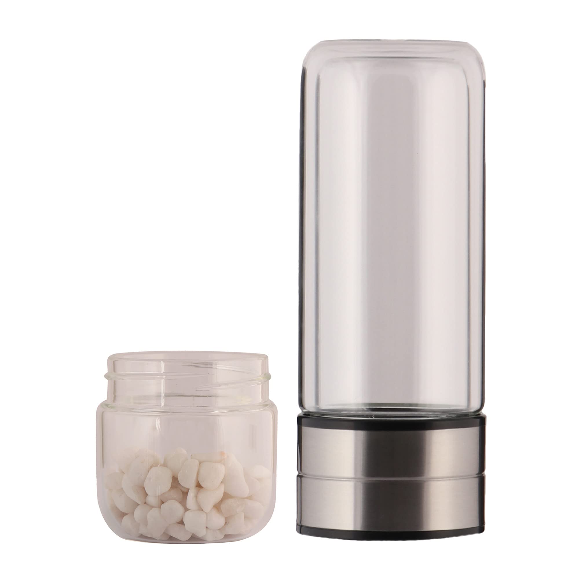 GEMHUB Crystal Water Bottle Set with Genuine Milky Quartz Gemstones | Infuse Your Water with Natural Energy for Wellness & Hydration | Perfect for Home, Office, and Yoga Practice