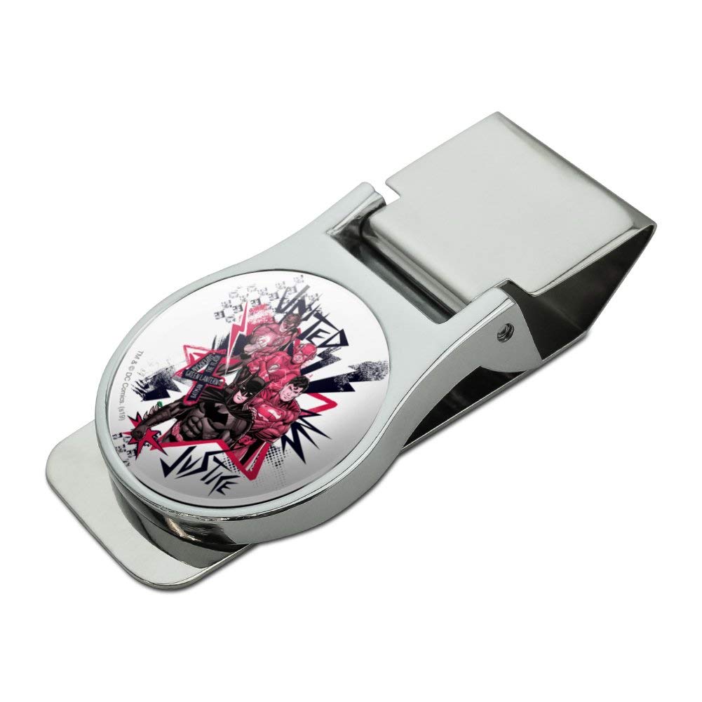 Justice League Red & Black Characters Satin Chrome Metal Money Clip - Perfect for Gifts, Collectors & Superhero Fans (Batman, Superman, Wonder Woman) - Ideal for Cash, Cards & Everyday Carry