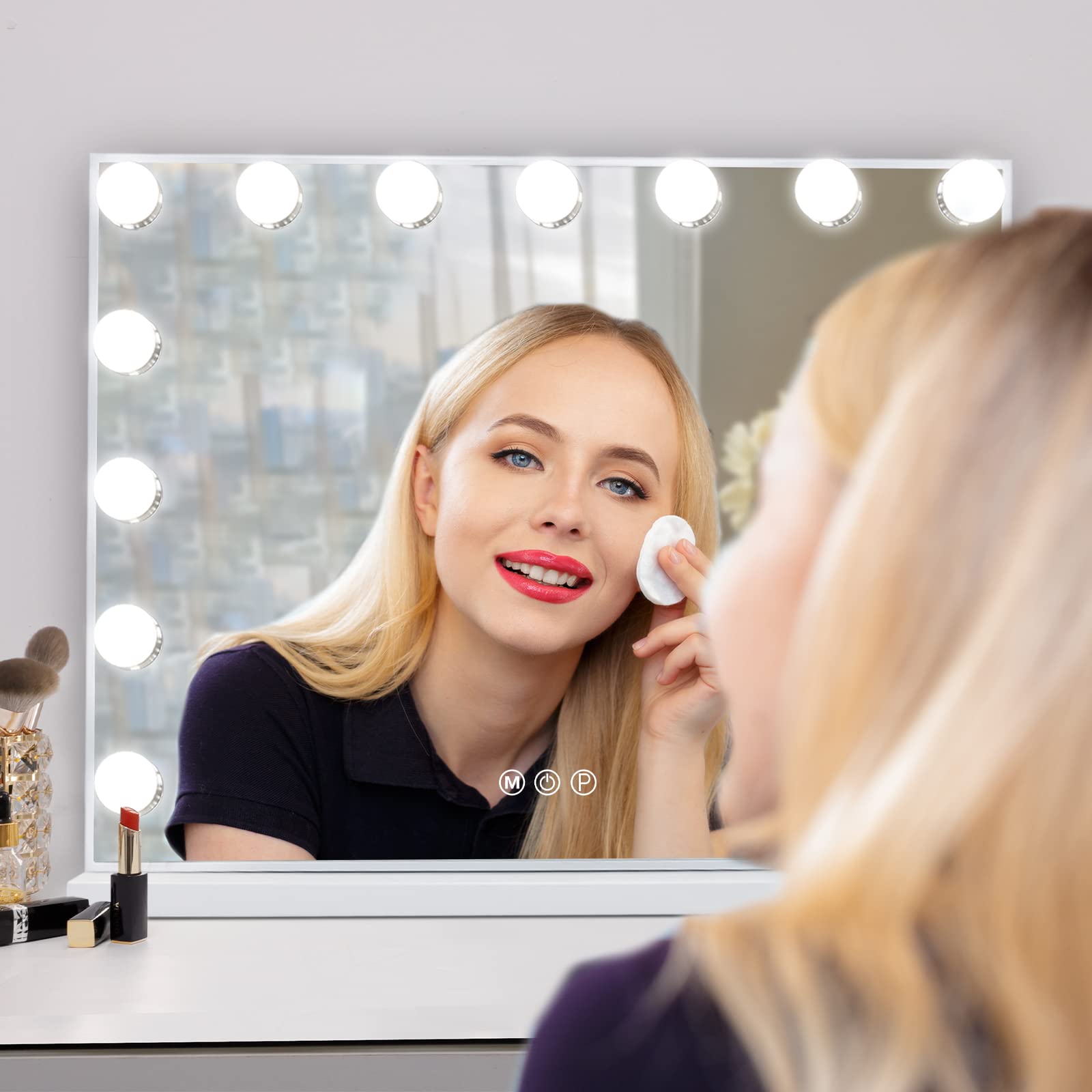 15LED Vanity Mirror with Lights - 3 Lighting Modes, 10X Magnification & USB Charger - 22