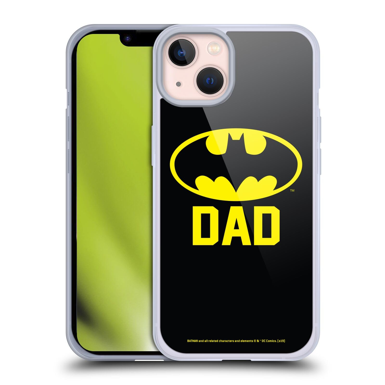 Official Batman DC Comics Batdad Soft Gel Case for Apple iPhone 13 - Licensed Superhero Phone Cover for Protection & Style - Perfect for Fans, Gifts & Everyday Use