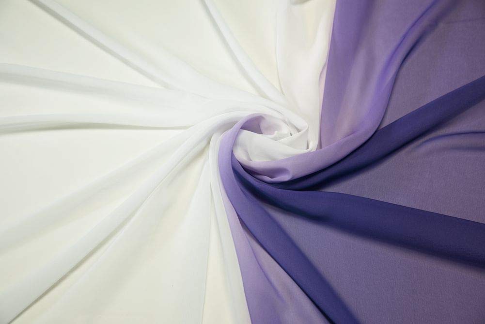 DJBM 59'' Sheer Gradient Chiffon Fabric - Wedding Arch Draping, Ceremony Decor, Table Skirt DIY (Purple/White, 100 Yards) - Perfect for Wedding Receptions, Bridal Showers & Home Decor