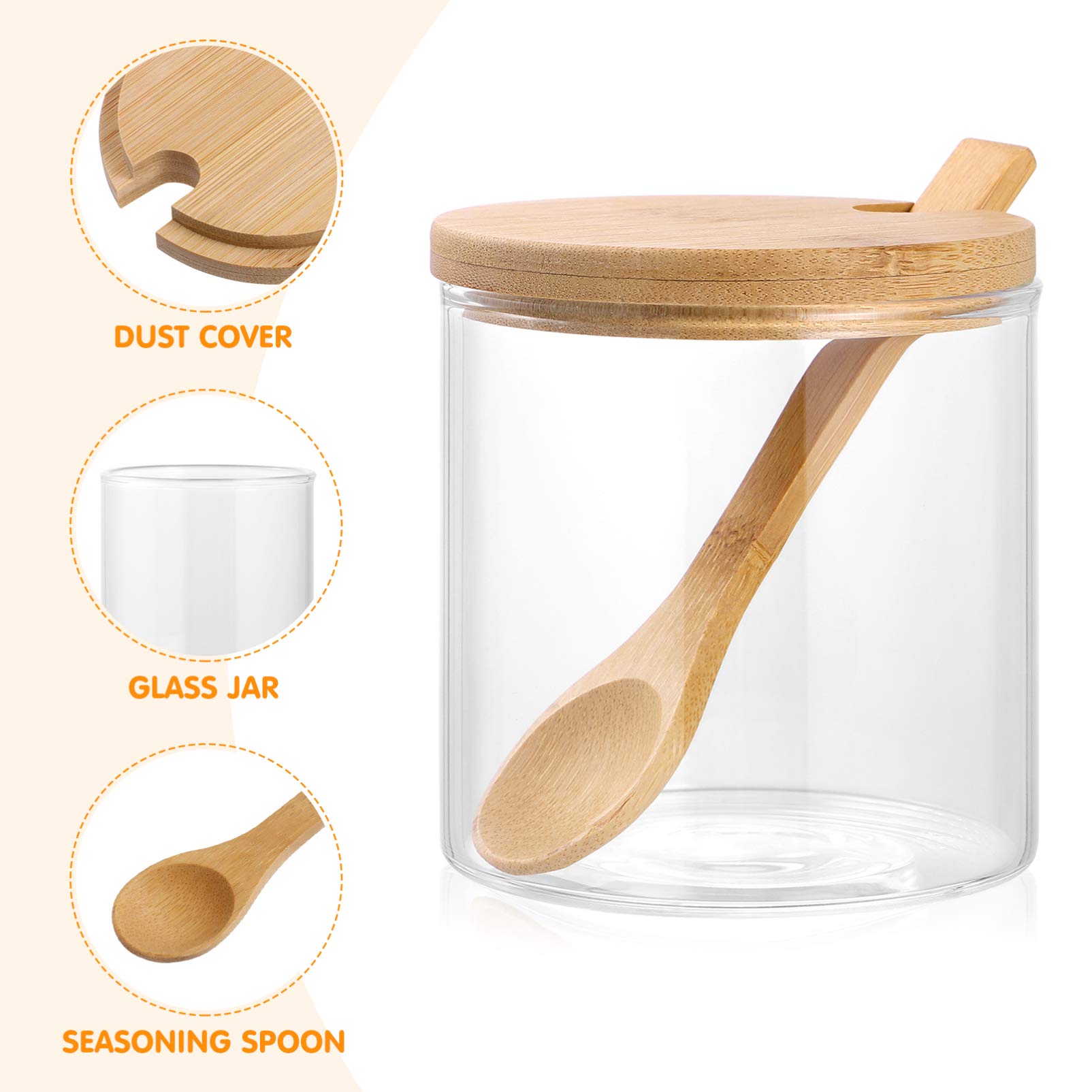 Cabilock Glass Condiment Jars with Lids - 4oz Spice Storage Containers for Kitchen, Pantry & Restaurant | Airtight Seasoning Jars for Salt, Pepper, Sugar & Spices | Perfect for Home Cooking & Food Prep