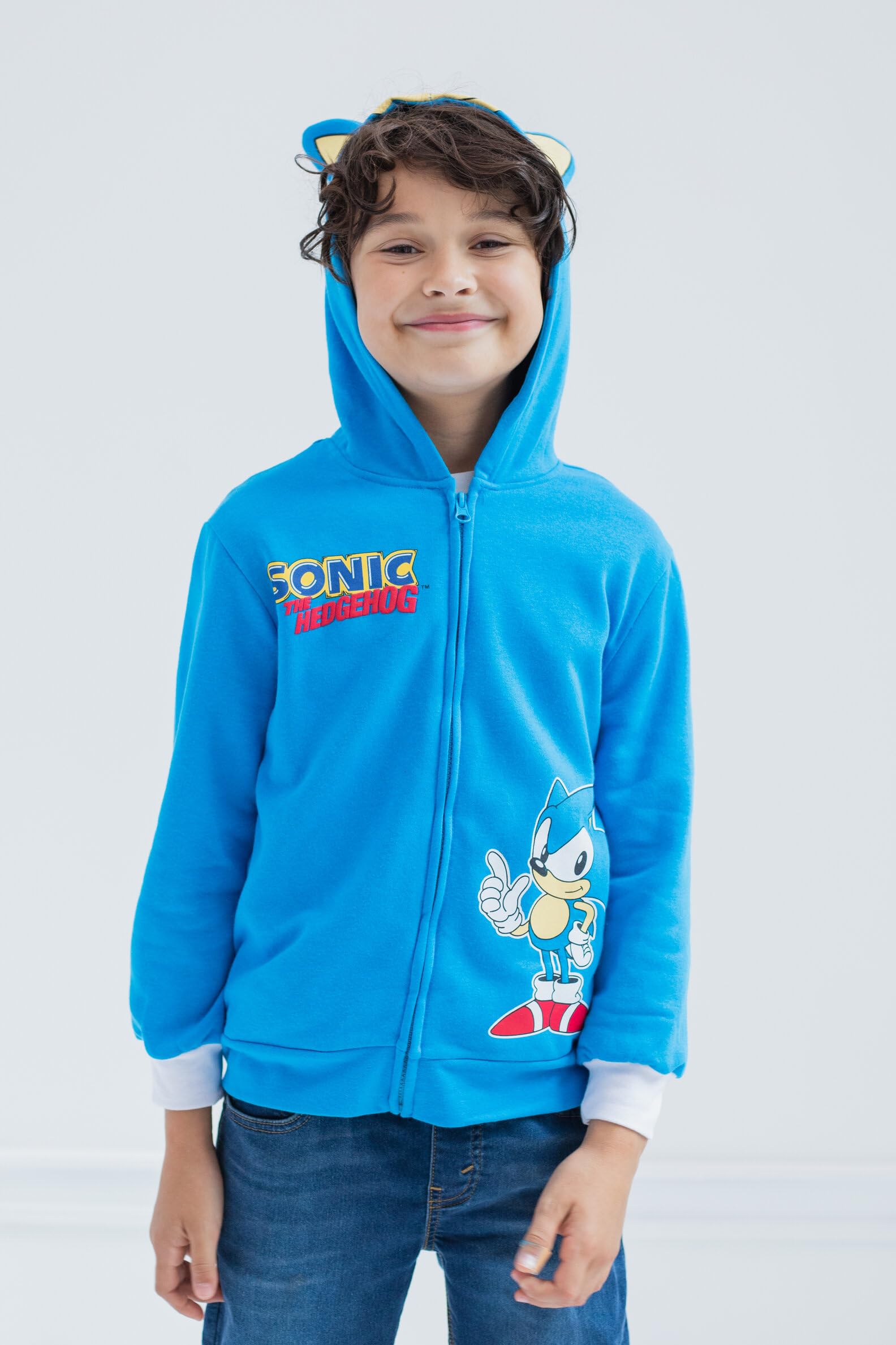 SEGA Sonic the Hedgehog Shadow & Knuckles Fleece Zip-Up Hoodie for Kids - Warm & Stylish Unisex Pullover for Toddlers to Big Kids - Perfect for Gaming, School & Outdoor Activities