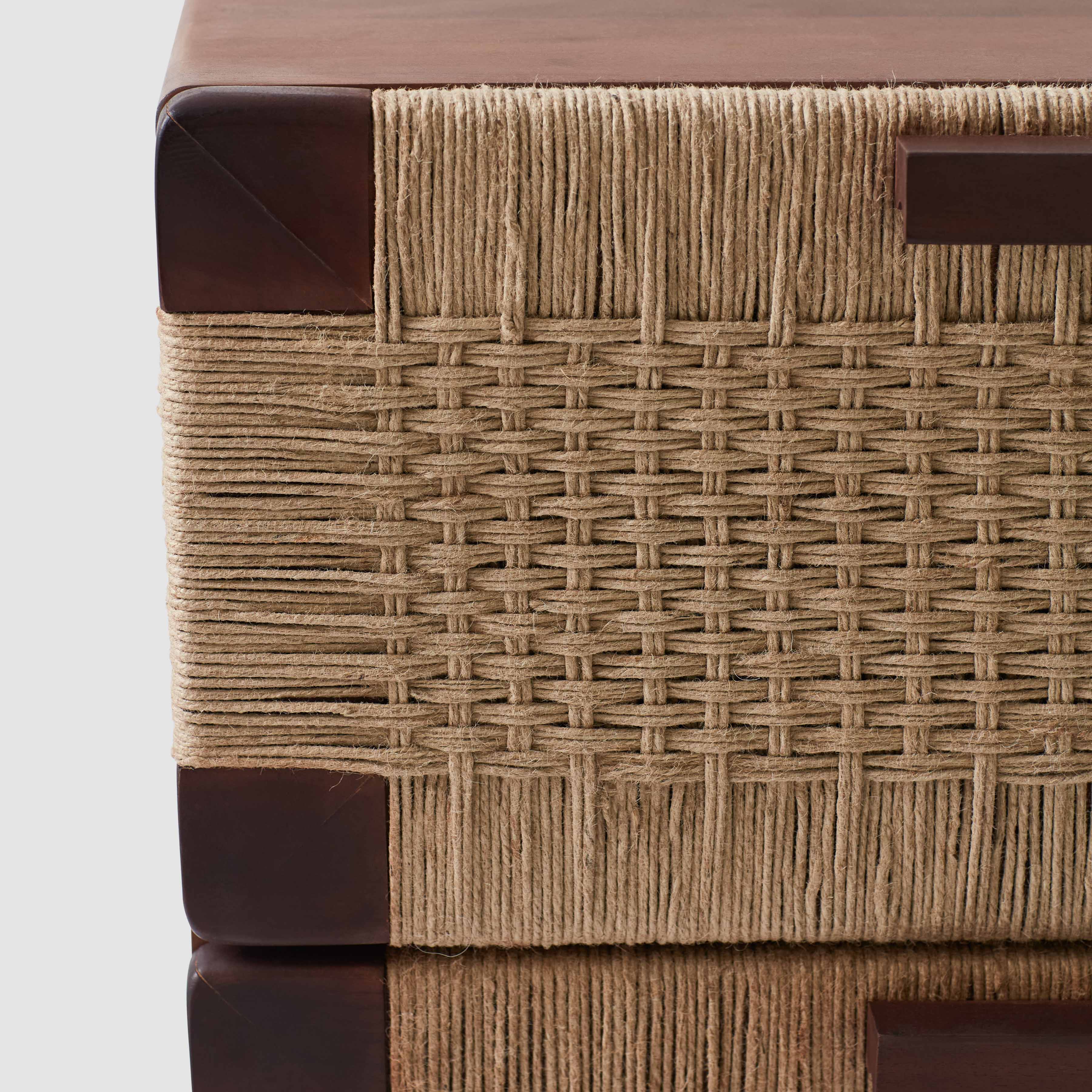 Modern Woven Nightstand with Storage Shelf - Handcrafted Rattan Bedside Table for Bedroom, Living Room & Dorm - Stylish Small End Table with Open Shelf Design