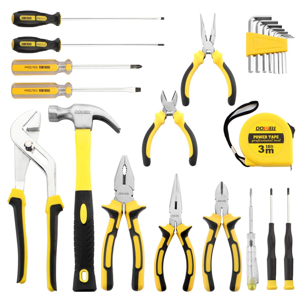 DOWELL 24-Piece Homeowner Tool Set - Complete Home Repair Hand Tool Kit with Durable Portable Tool Bag | Perfect for DIY Projects, Household Repairs & Emergency Fixes