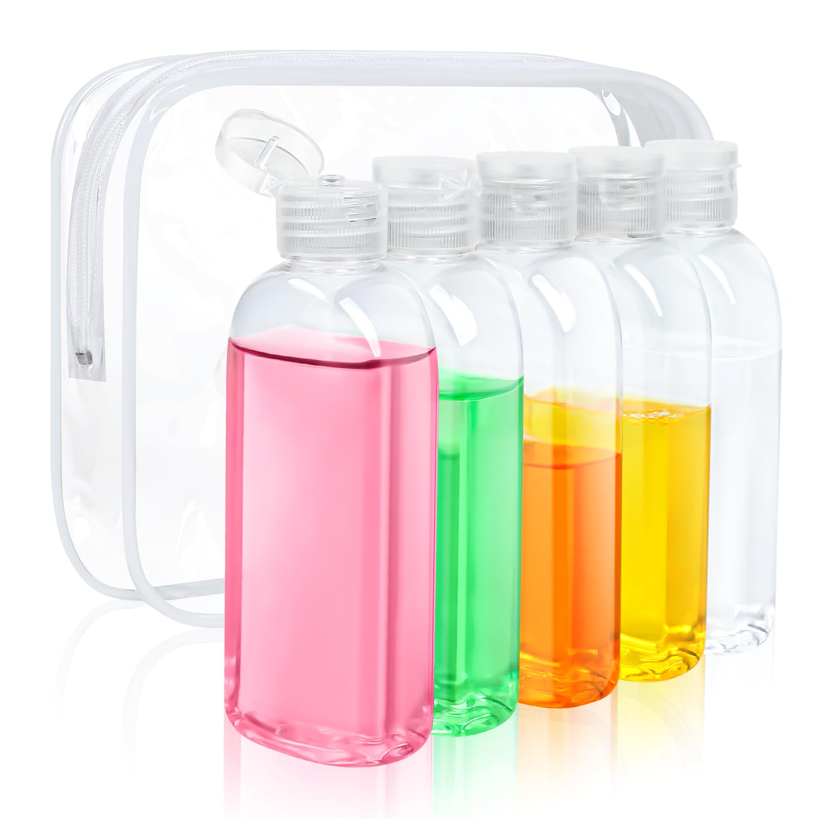5 Pack 3.4 oz Clear TSA Approved Travel Bottles - Leak Proof Refillable Toiletry Containers for Shampoo, Conditioner & Lotion - Perfect for Airplane Carry-On, Vacation & Gym Essentials