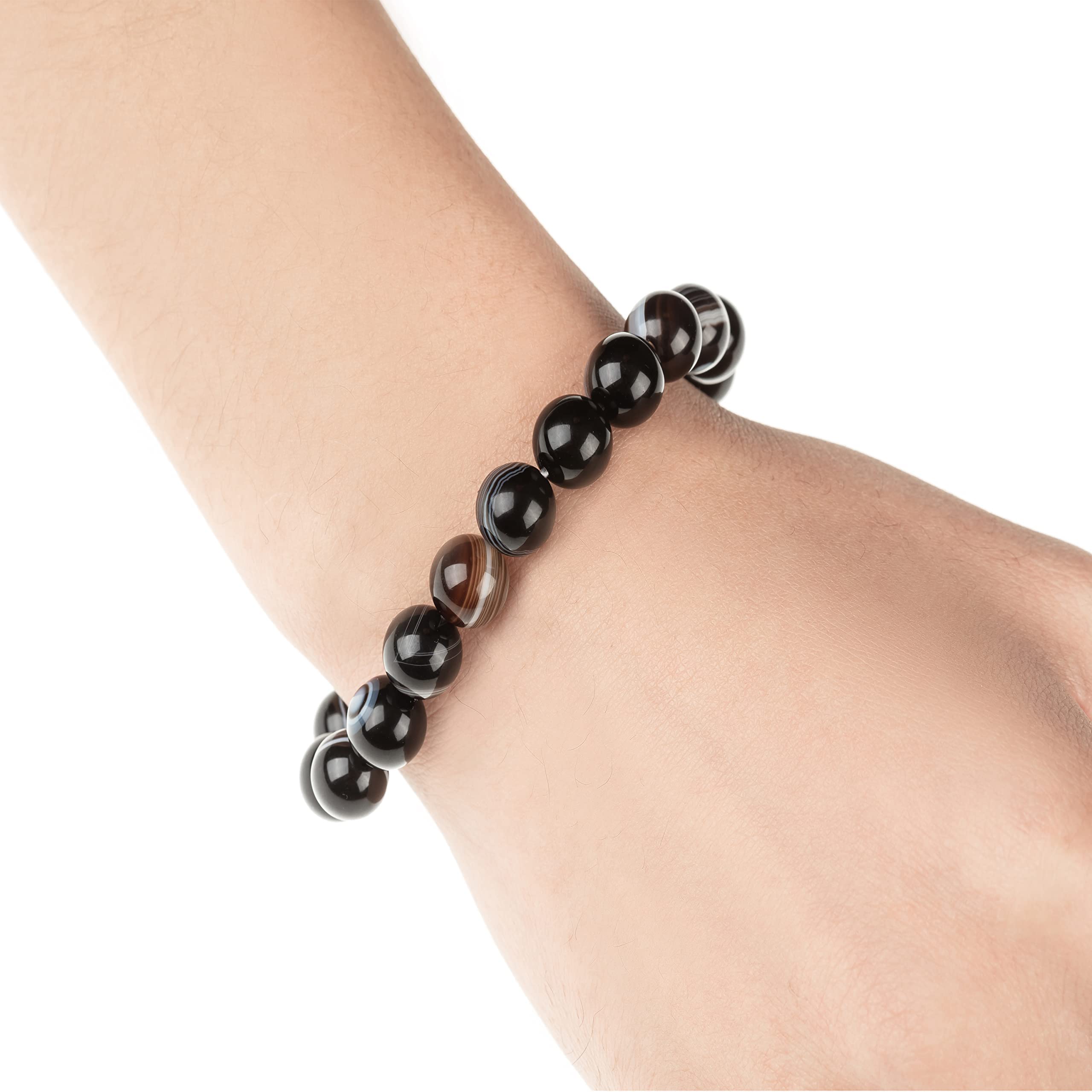 Natural Stretch Gemstone Crystal Bead Bracelet - Healing Tiger Eye Stone Bracelet for Women & Men | Unisex Yoga Meditation Jewelry Gift for Spiritual Wellness & Positive Energy