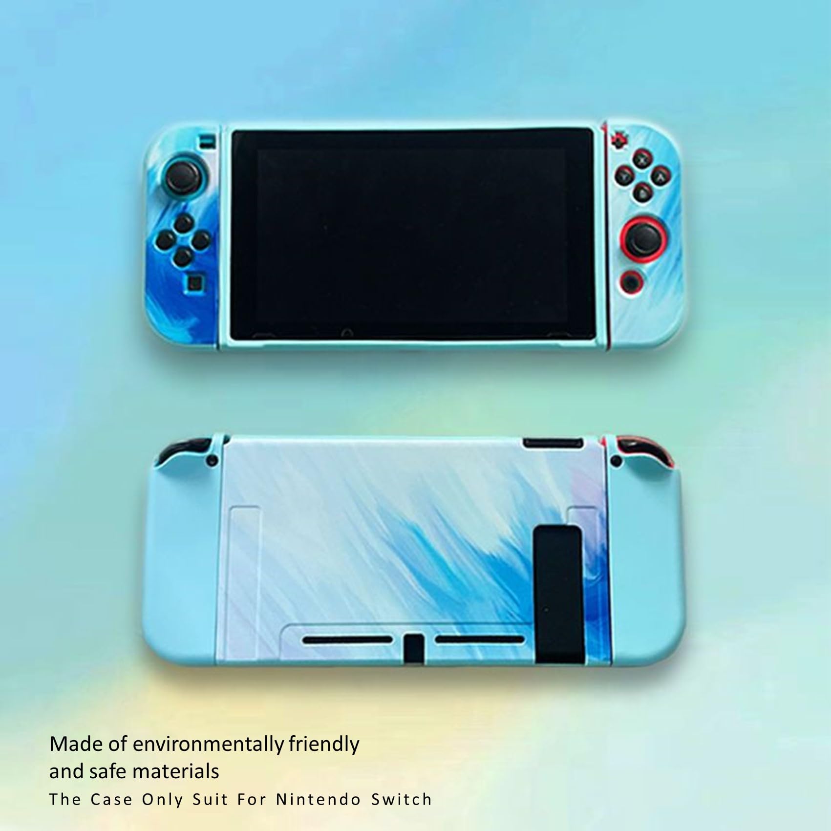 Premium TPU Protective Skin Case for Nintendo Switch Console & Controllers - Shock-Absorption, Anti-Scratch Cover for Comfortable Gaming (Blue) | Perfect for Travel, Home Entertainment & Multiplayer Gaming Sessions