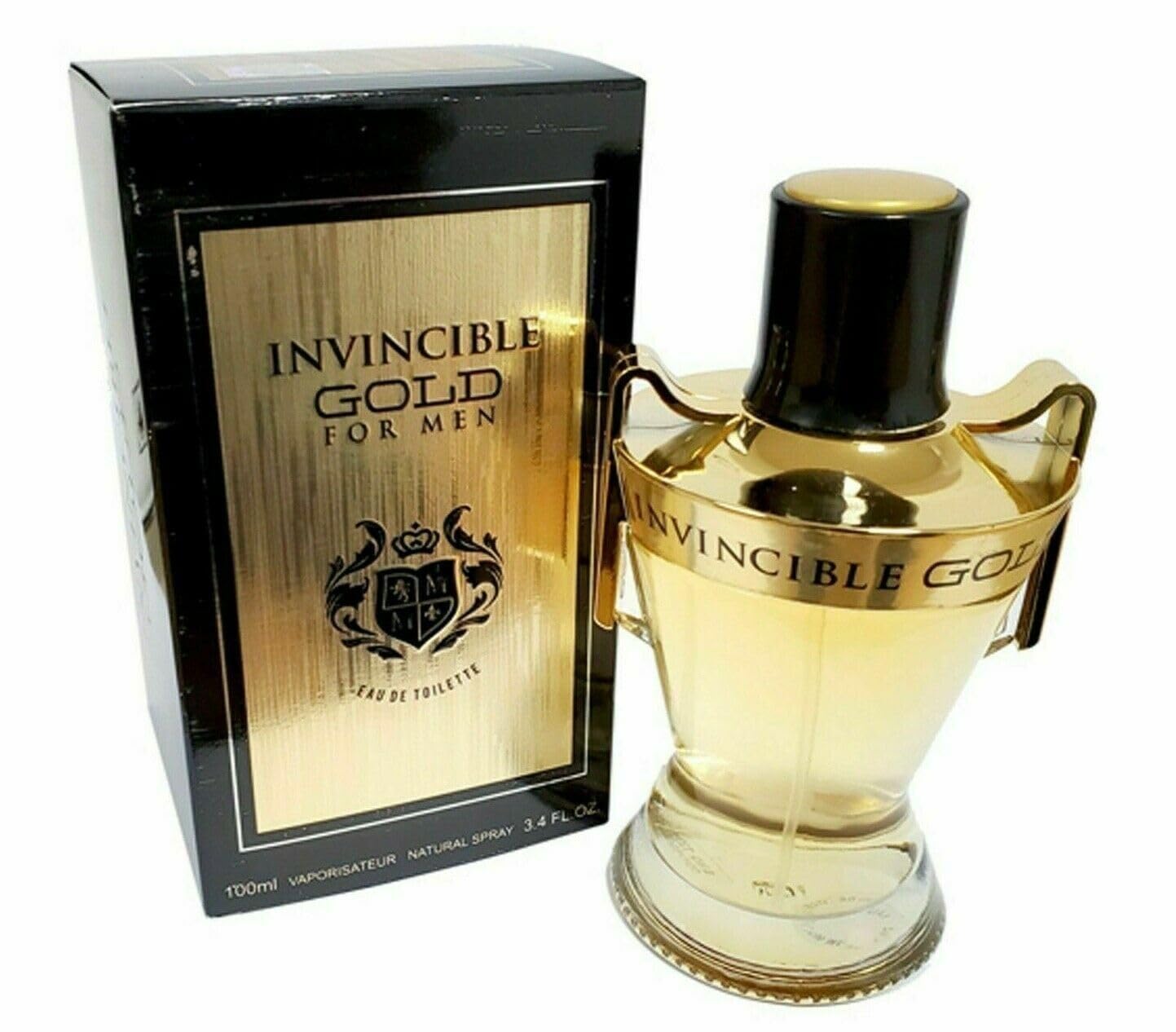 INVINCIBLE GOLD Men's Designer Cologne - 3.4 oz Eau de Toilette Spray by MIRAGE BRANDS - Long Lasting Luxury Fragrance for Men, Perfect for Date Night & Special Occasions
