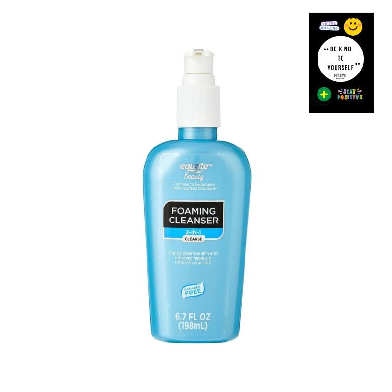 Equate 2-in-1 Foaming Facial Cleanser & Makeup Remover, 6.7 Fl Oz - Gentle Daily Face Wash for All Skin Types - Perfect for Travel & Gym Essentials