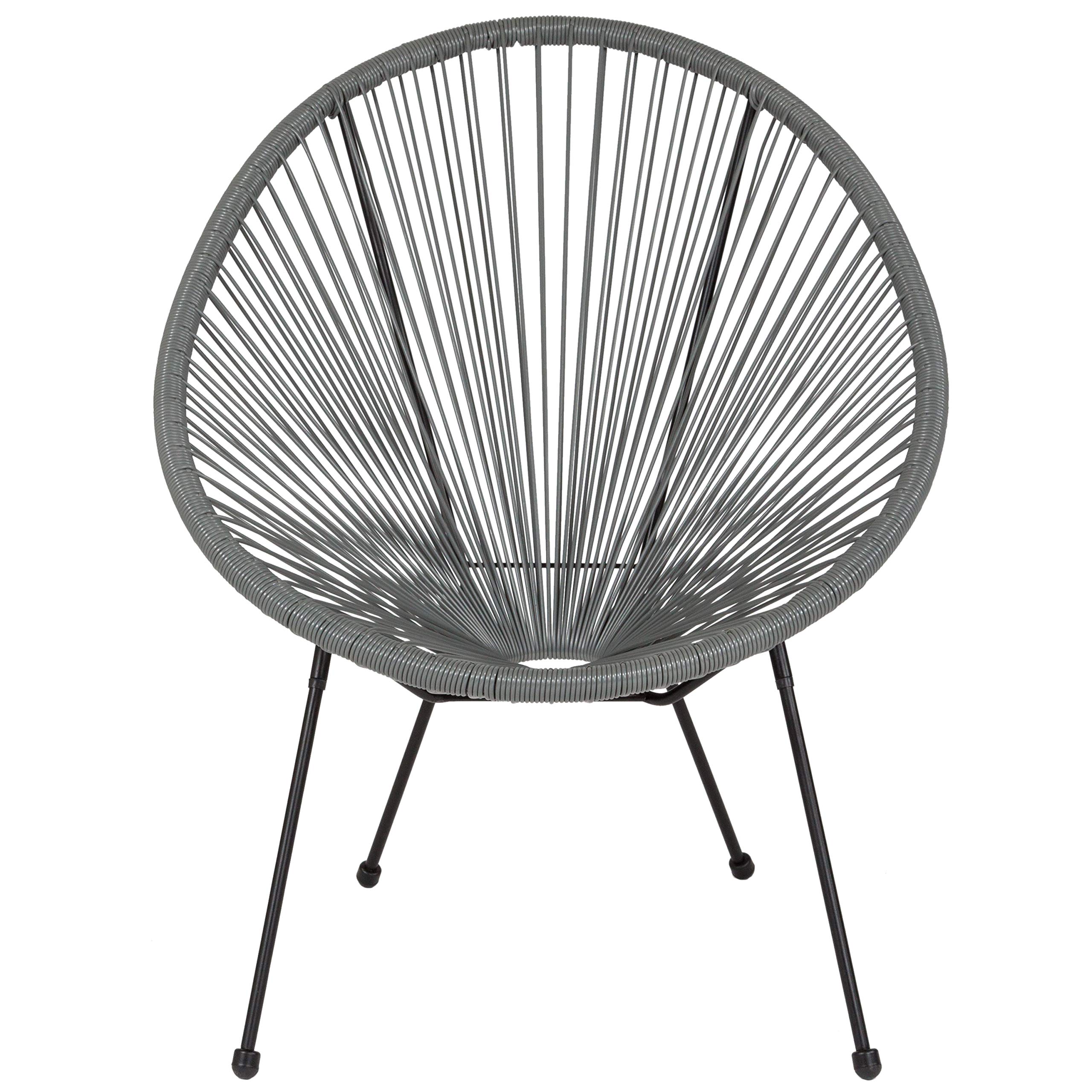 Comfortable Grey Papasan Bungee Lounge Chair - Indoor/Outdoor Relaxation for Patio, Garden, or Living Room