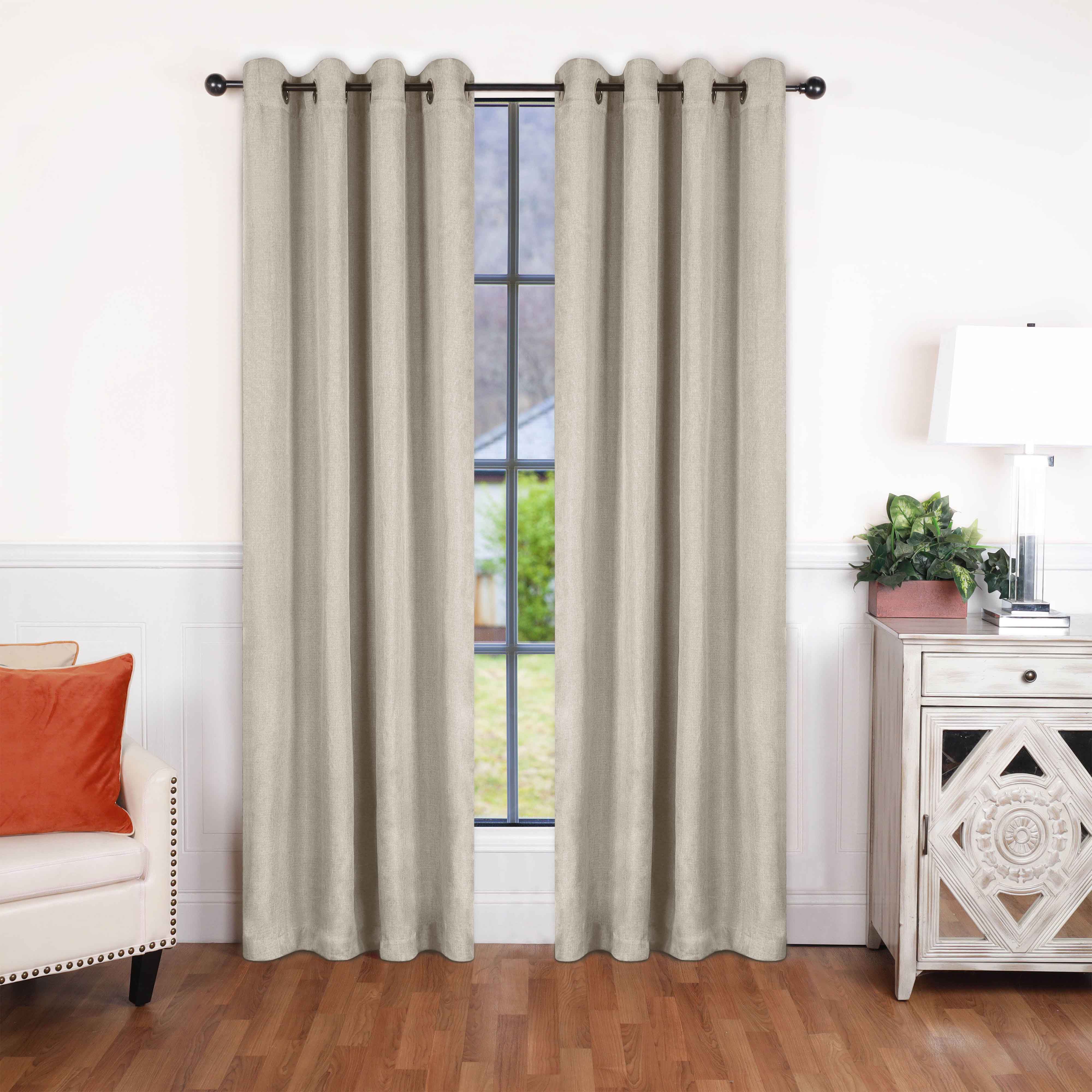 Blackout Curtains for Bedroom - 100% Linen Washable Room Darkening Curtains Set of 2 Panels - Perfect for Home Theater, Nursery & Light Sleepers