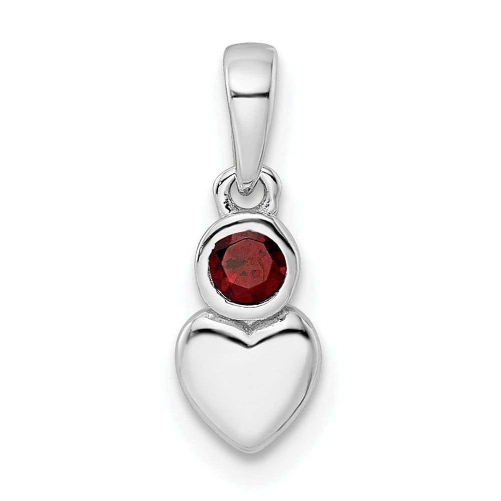 Rhodium-Plated Sterling Silver Heart Pendant with Genuine Gemstone - Elegant Fine Jewelry for Women | Perfect Gift for Valentine's Day, Anniversary & Special Occasions